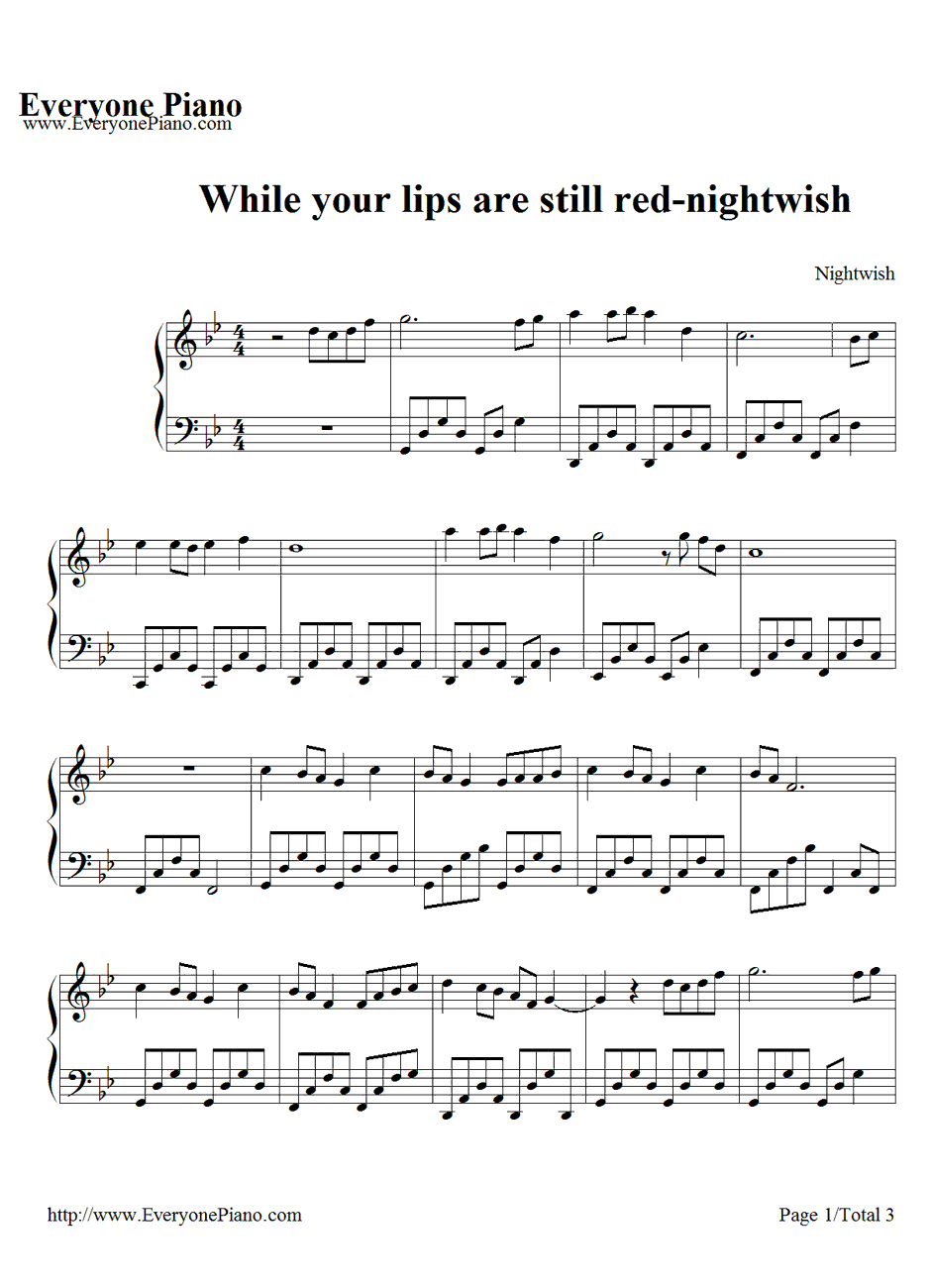 While Your Lips Are Still Red钢琴谱-Nightwish-Lieksa主题曲1