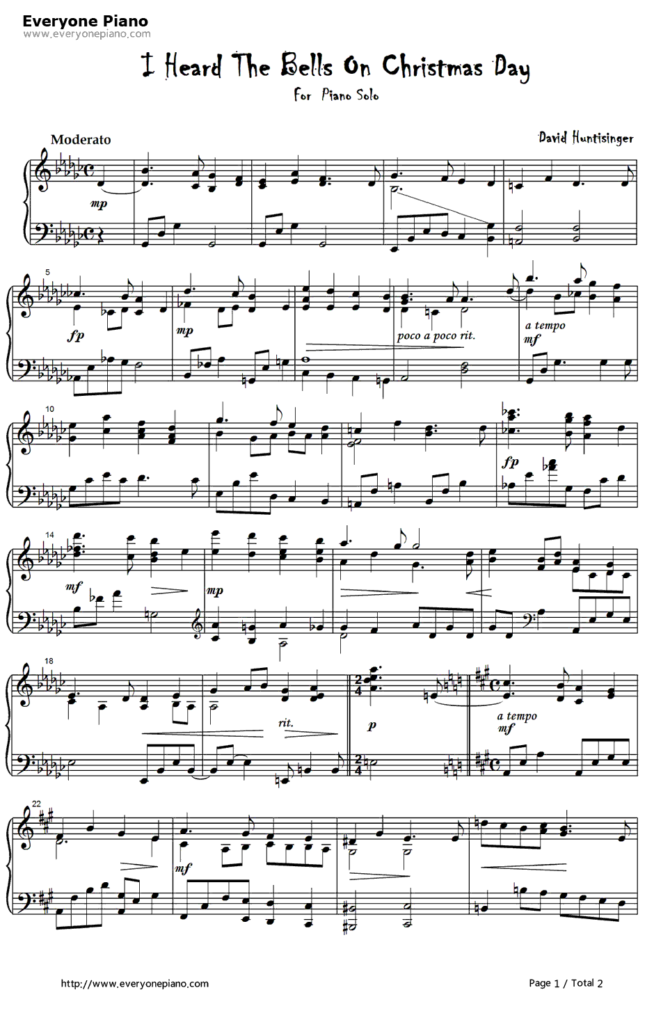I Heard the Bells on Christmas Day钢琴谱-DavidHuntsinger1