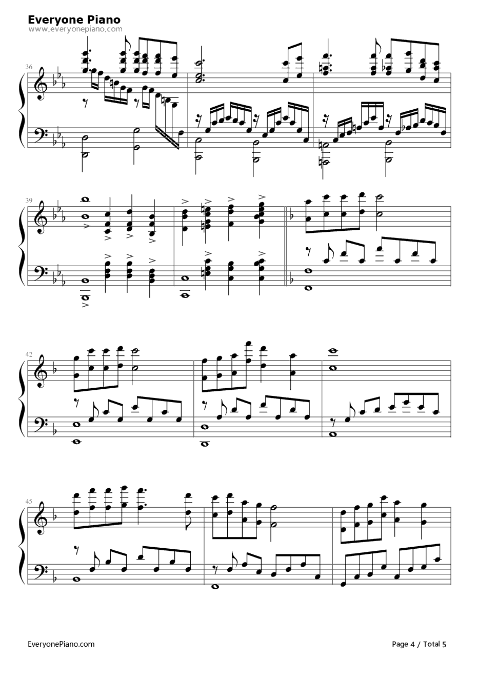 女人花完整版钢琴谱-梅艳芳-东方母亲主题曲4