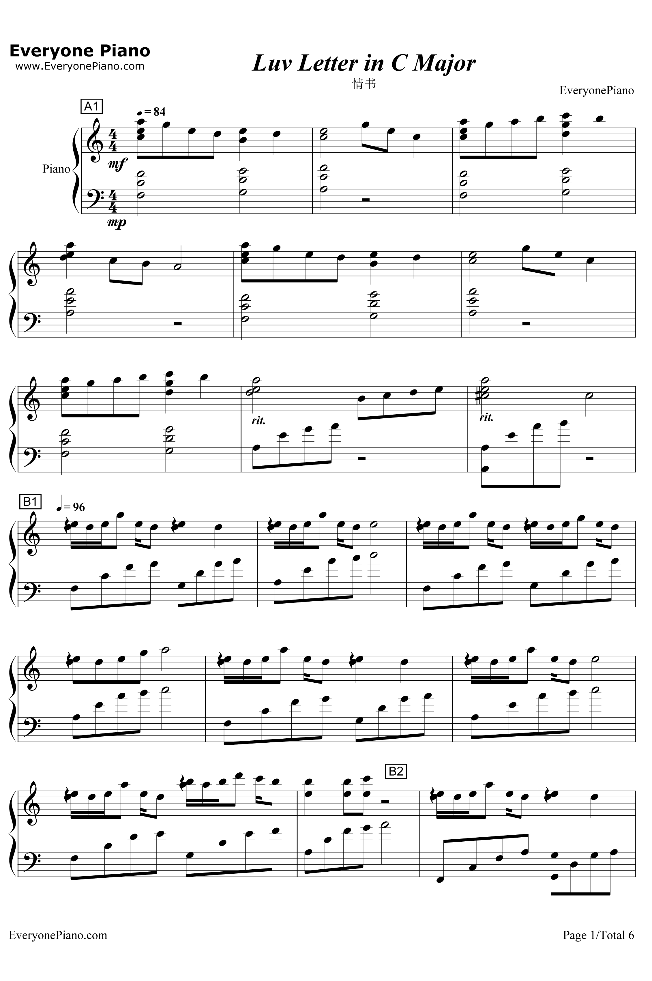 Luv Letter 钢琴谱-Dj Okawari1
