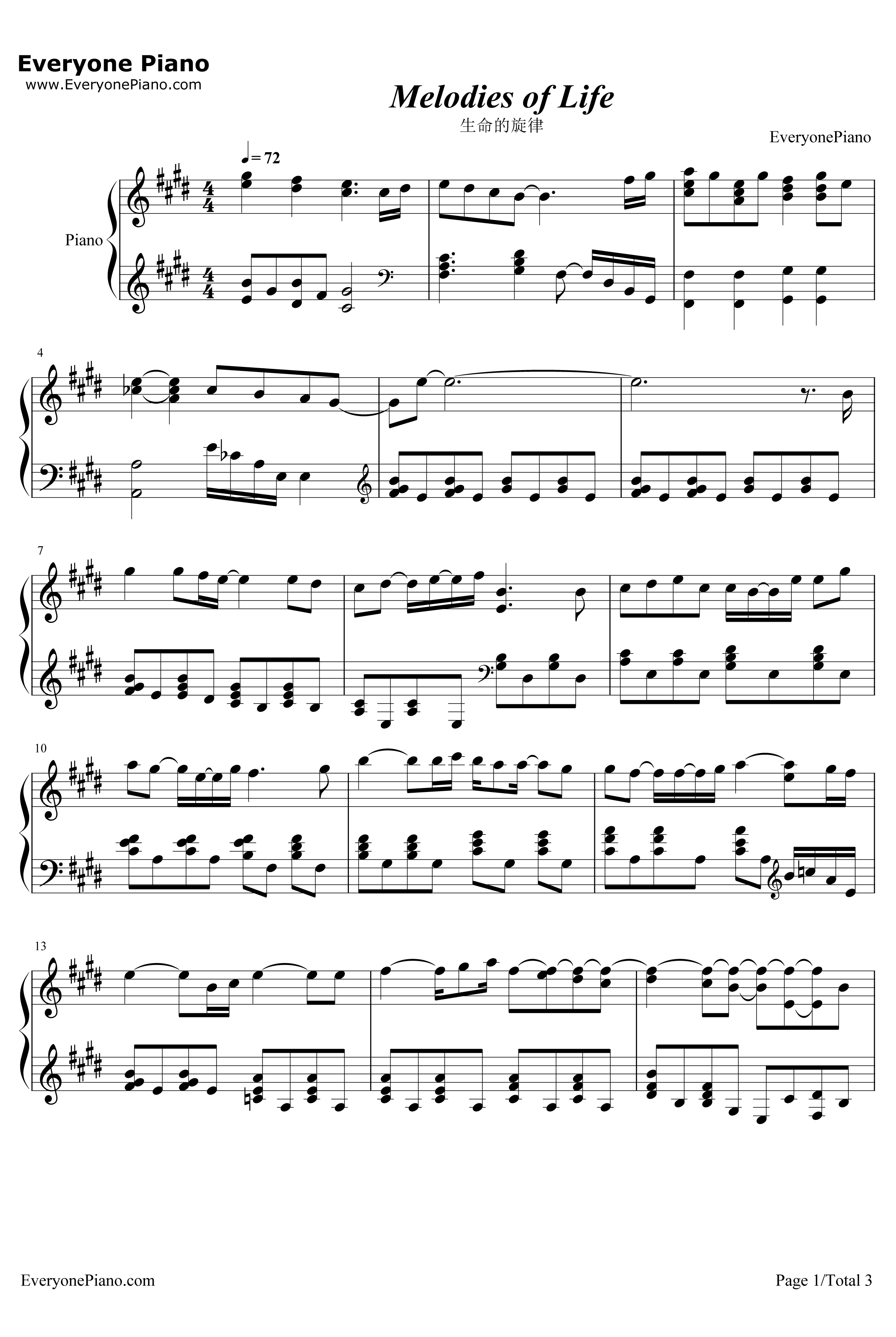 生命的旋律钢琴谱-白鸟英美子-MelodiesofLife-最终幻想9主题曲1
