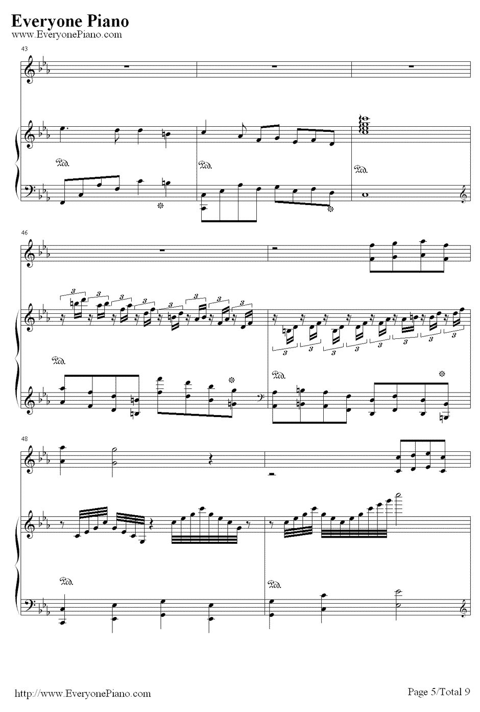 利鲁之歌钢琴谱-马克西姆5