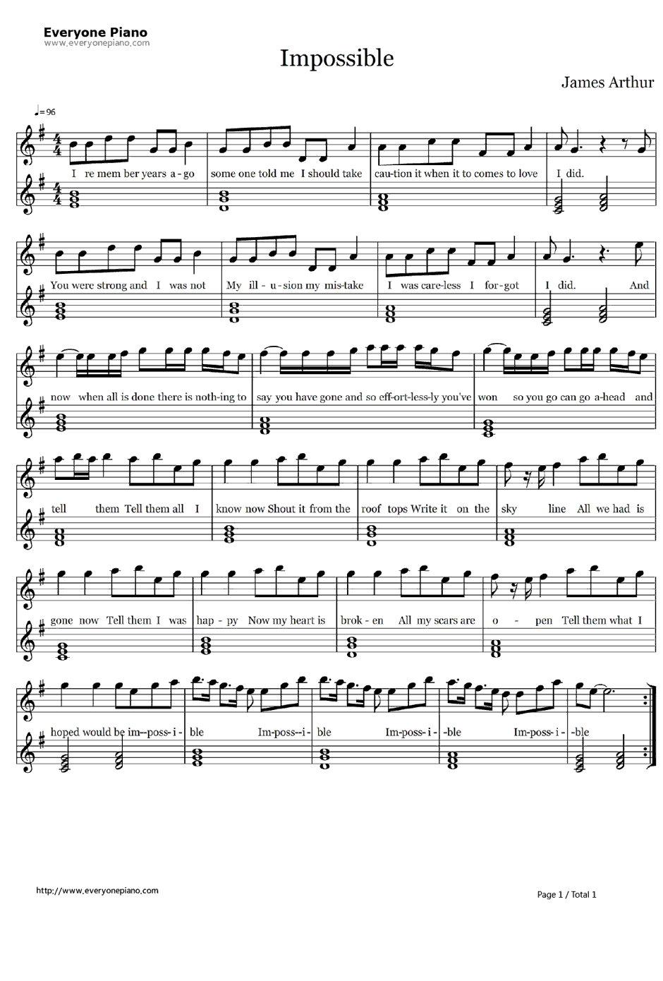 Impossible钢琴谱-JamesArthur1