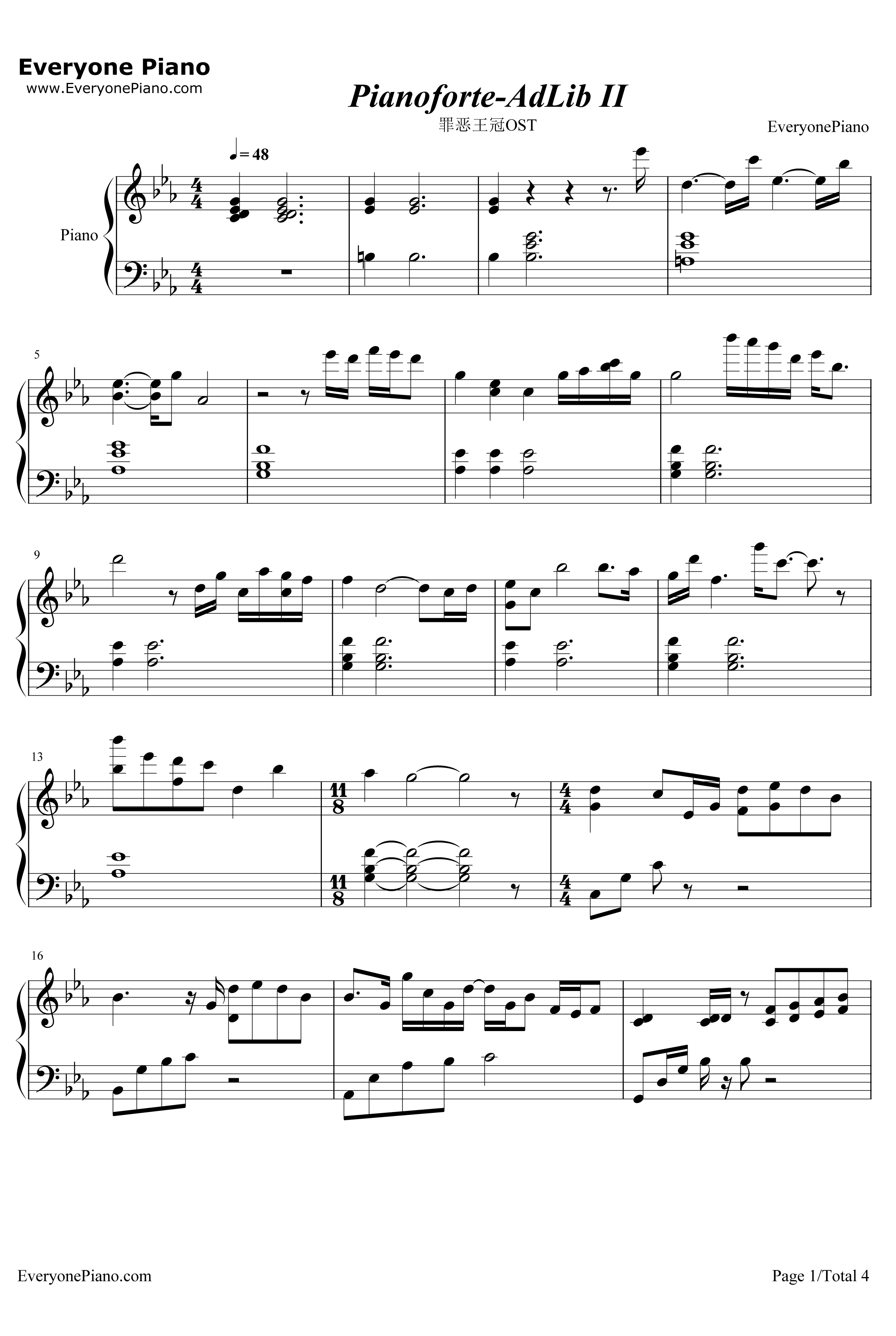 Pianoforte钢琴谱-泽野弘之-AdLibII-罪恶王冠OST1