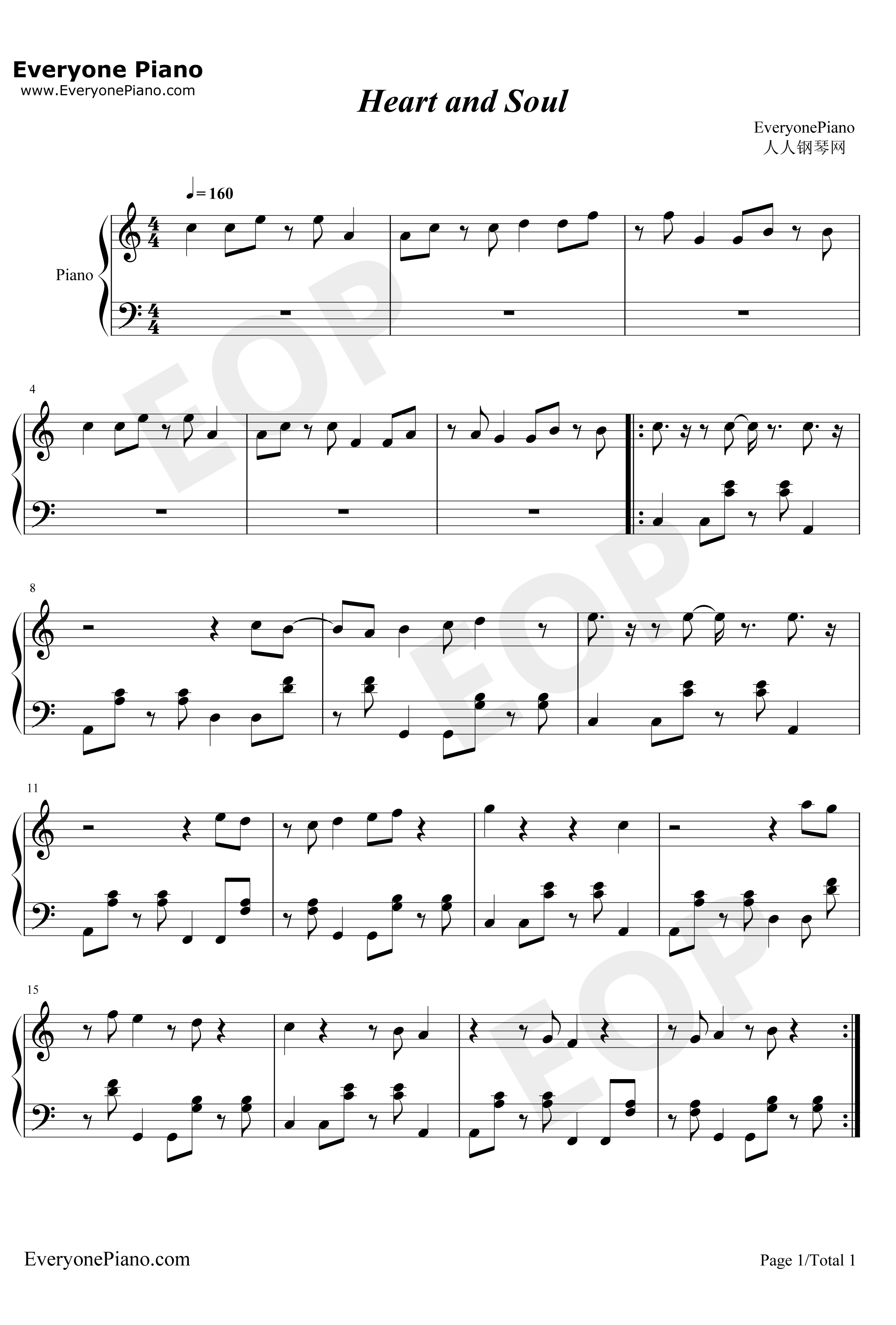 Heart and Soul钢琴曲（iPad mini广告插曲）钢琴谱-霍奇·卡迈克尔HoagyCarmichael1