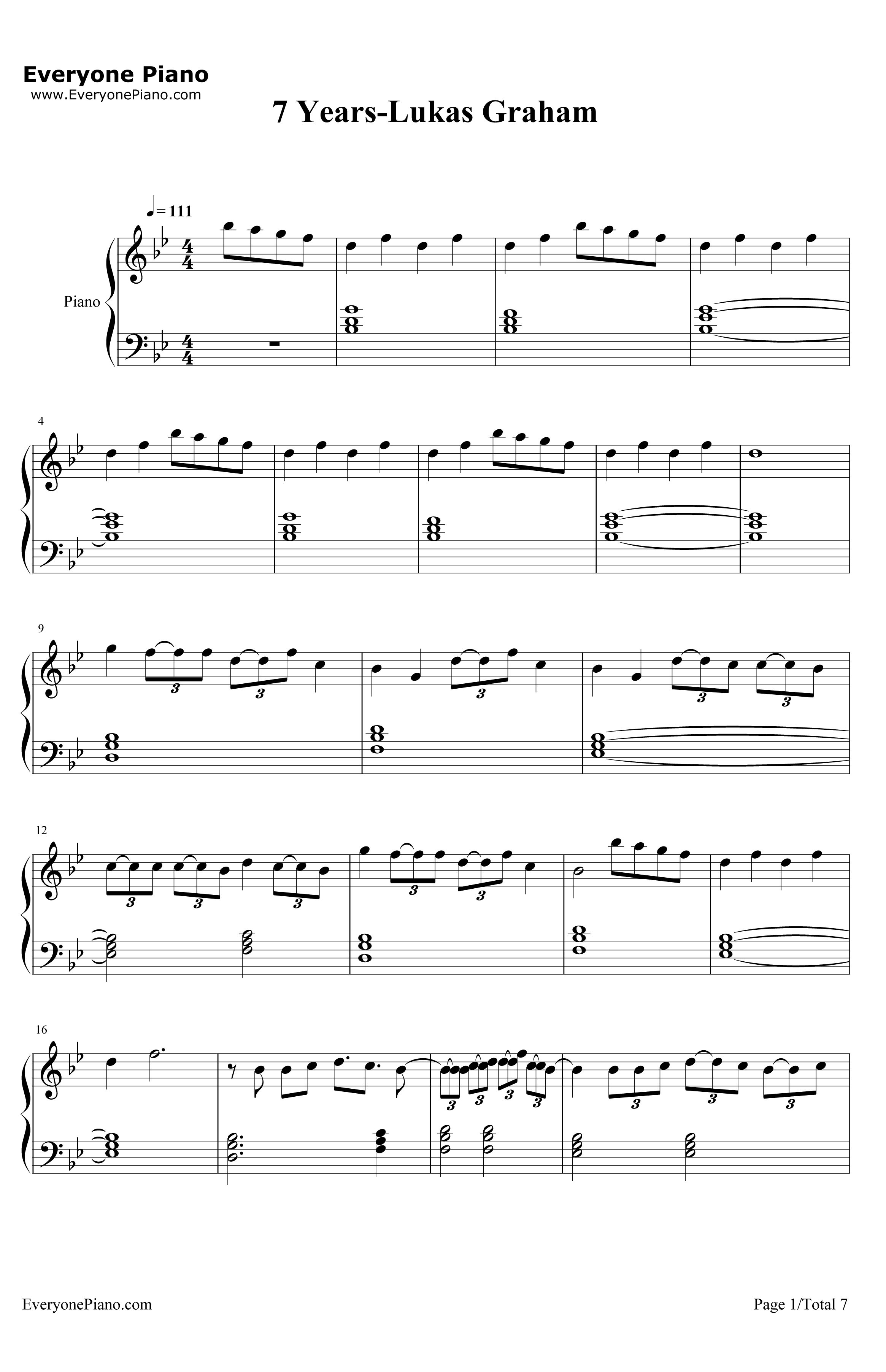 7Years钢琴谱-LukasGraham1