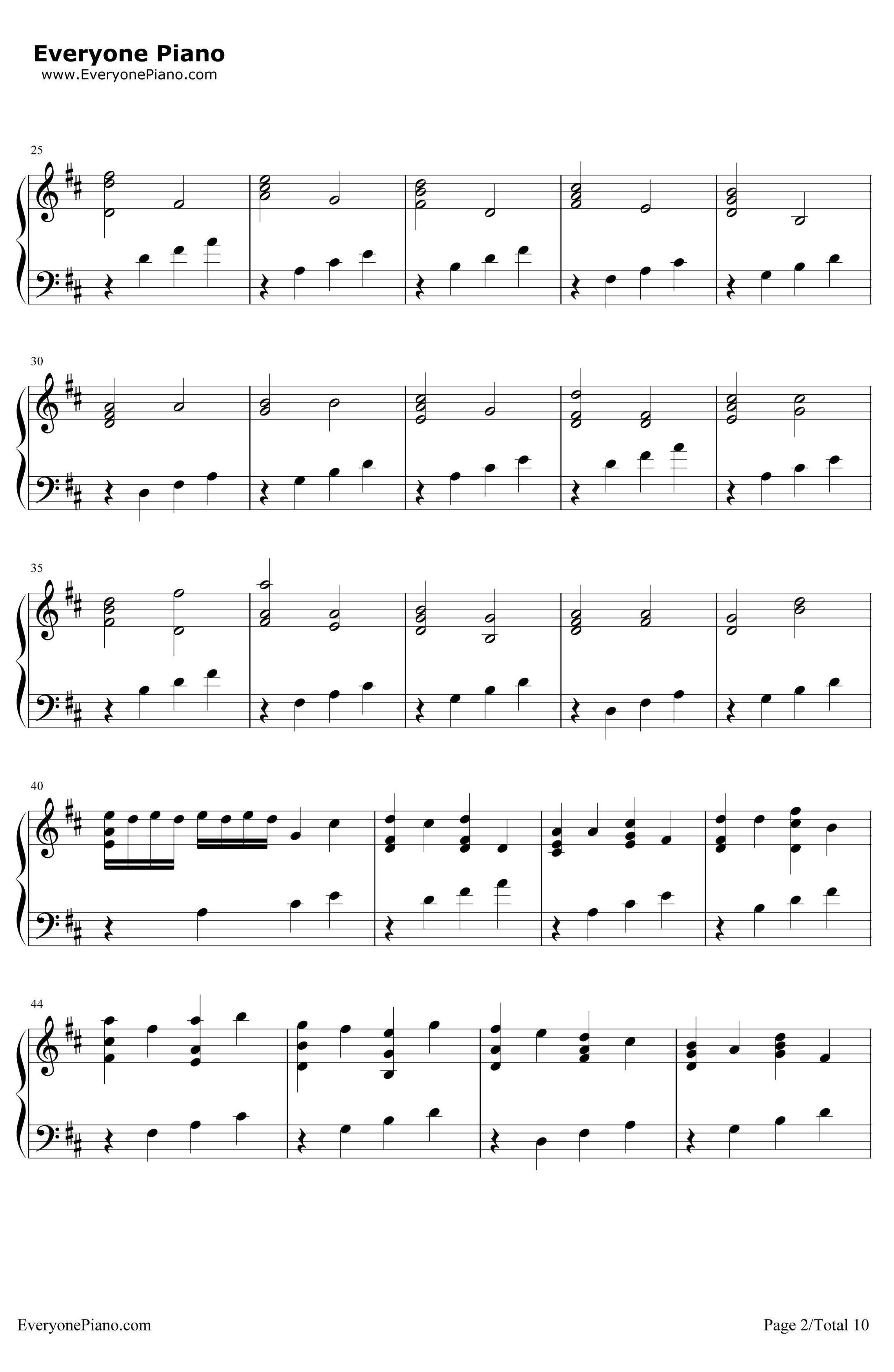 D大调卡农原版钢琴谱-约翰·帕赫贝尔2