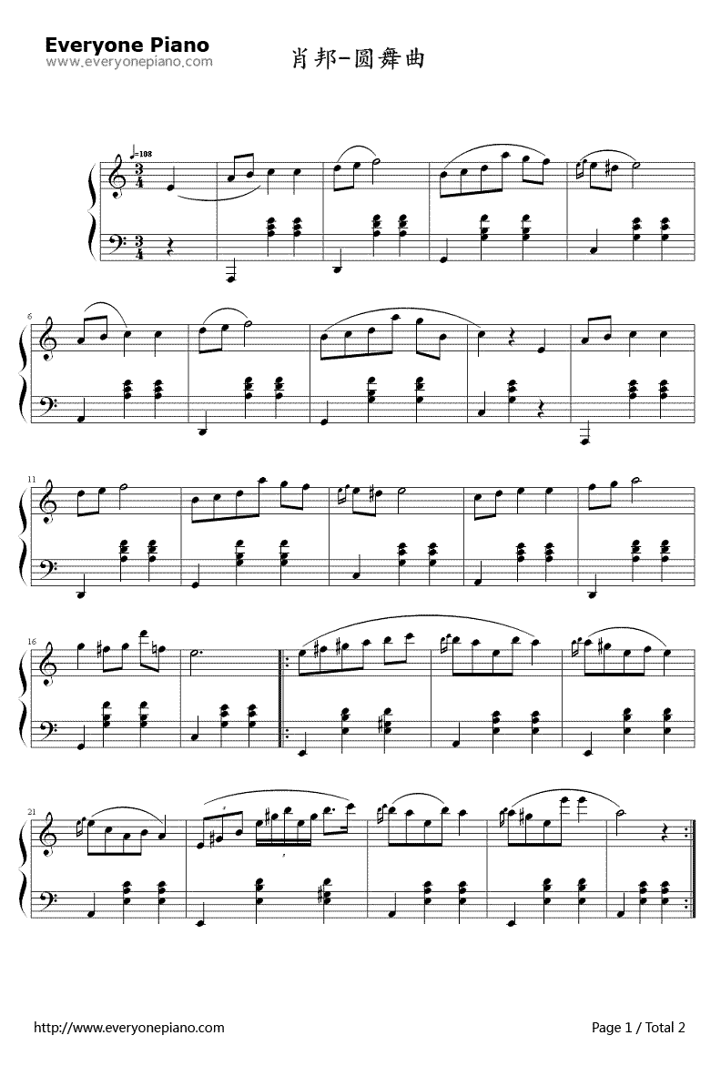 圆舞曲钢琴谱-肖邦Chopin-Waltz1