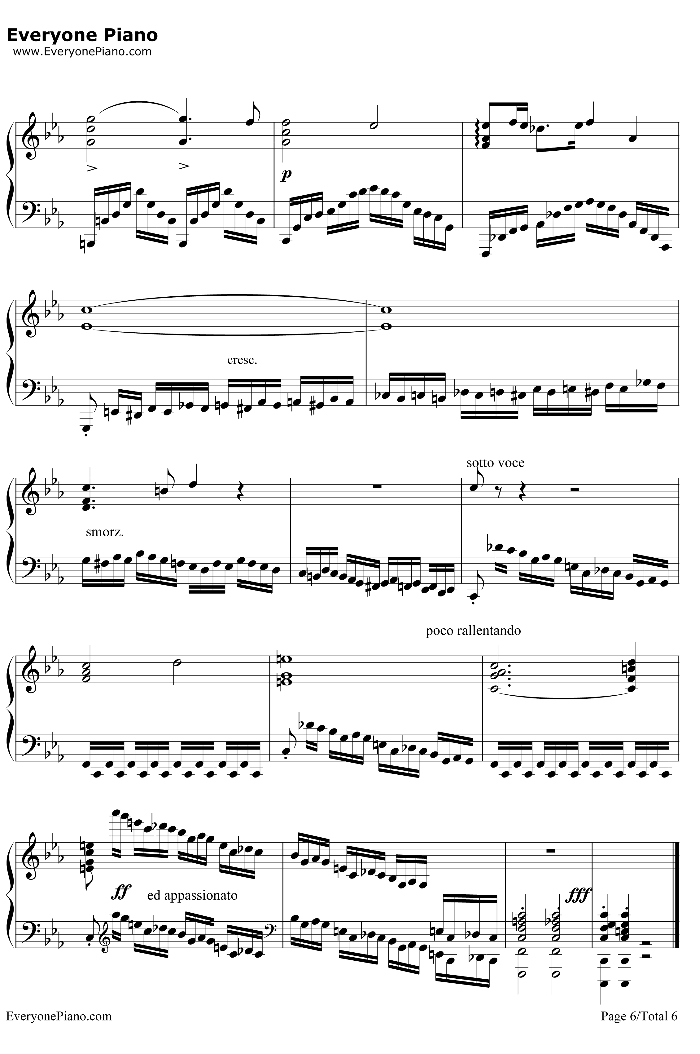 革命练习曲钢琴谱 -肖邦6