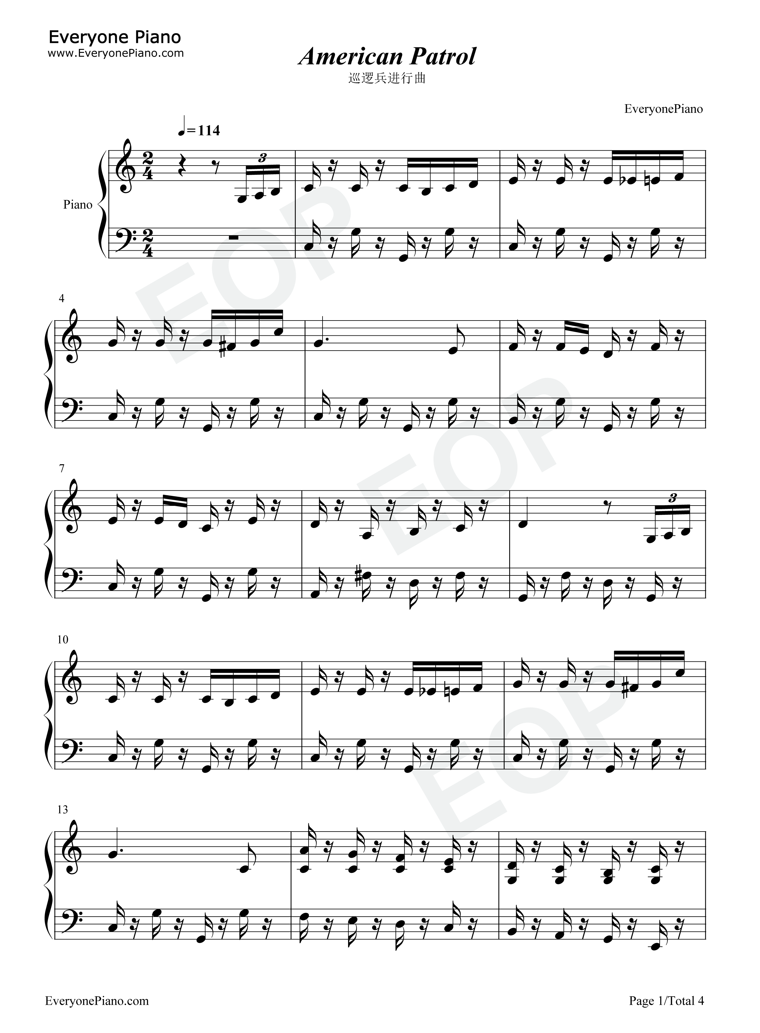 美国巡逻兵钢琴谱-F. W. Meacham1