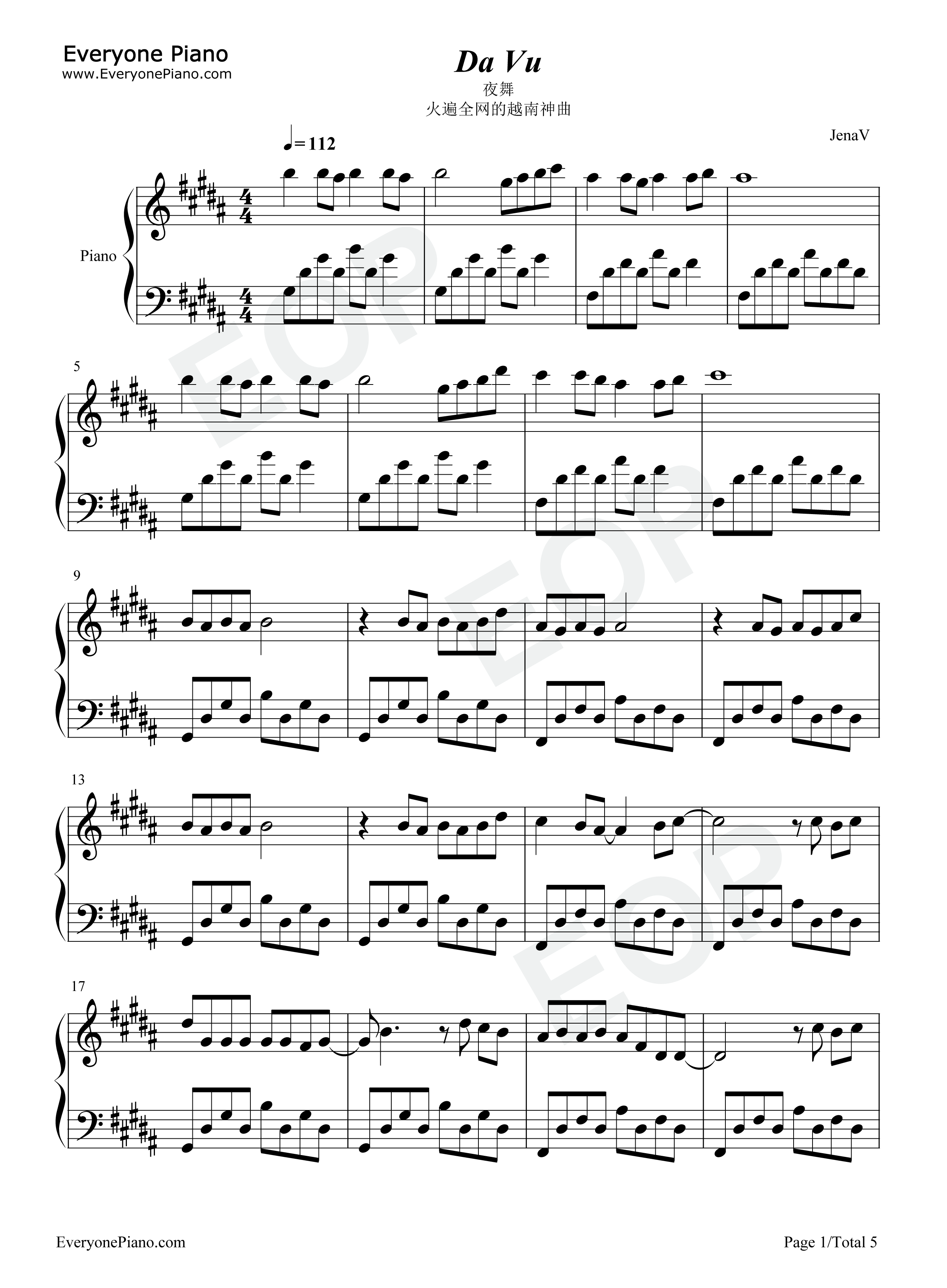 Da Vu钢琴谱-Tăng Duy Tân1