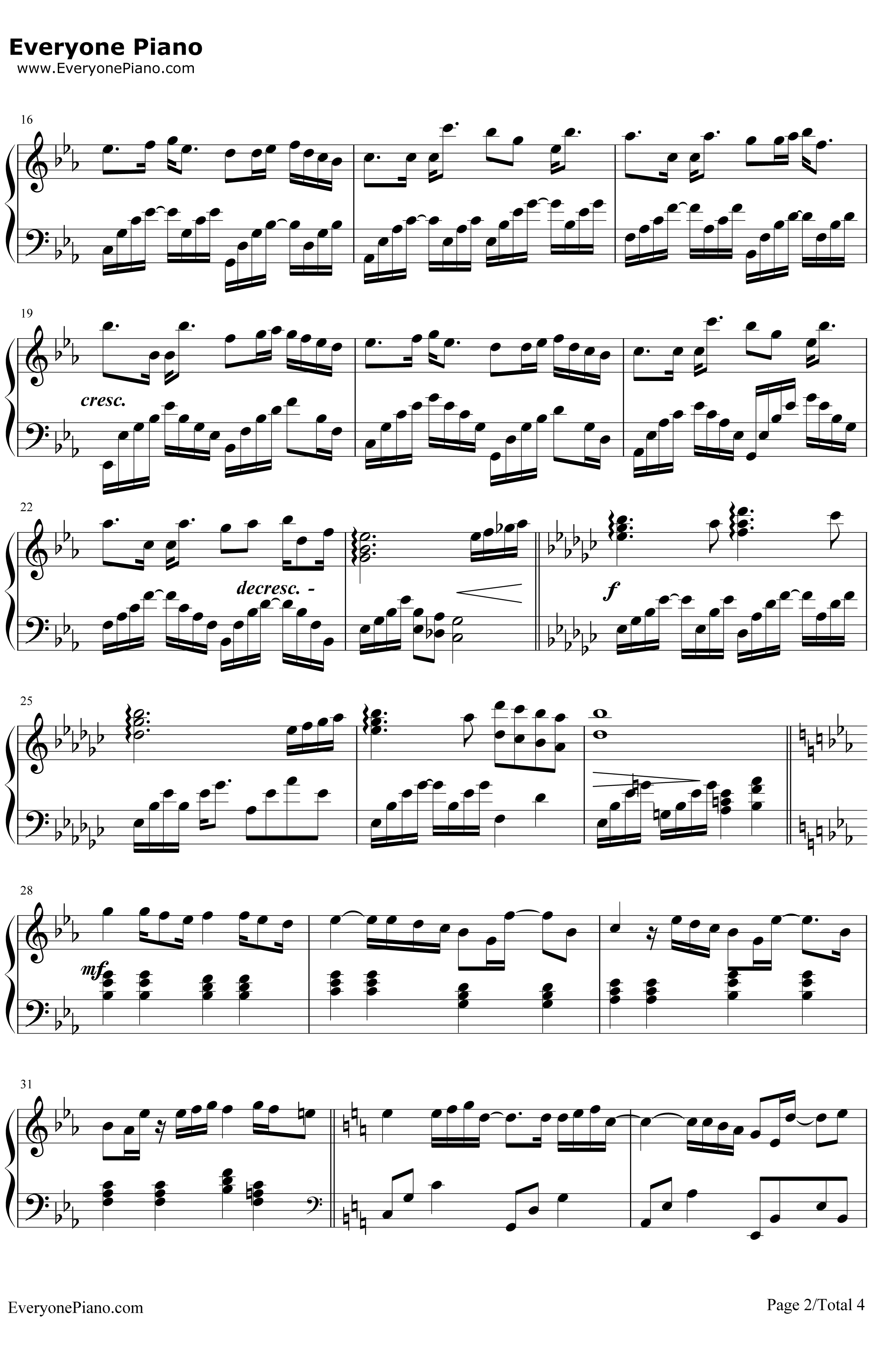 被风吹过的夏天钢琴谱-金莎林俊杰-钢琴演奏版2