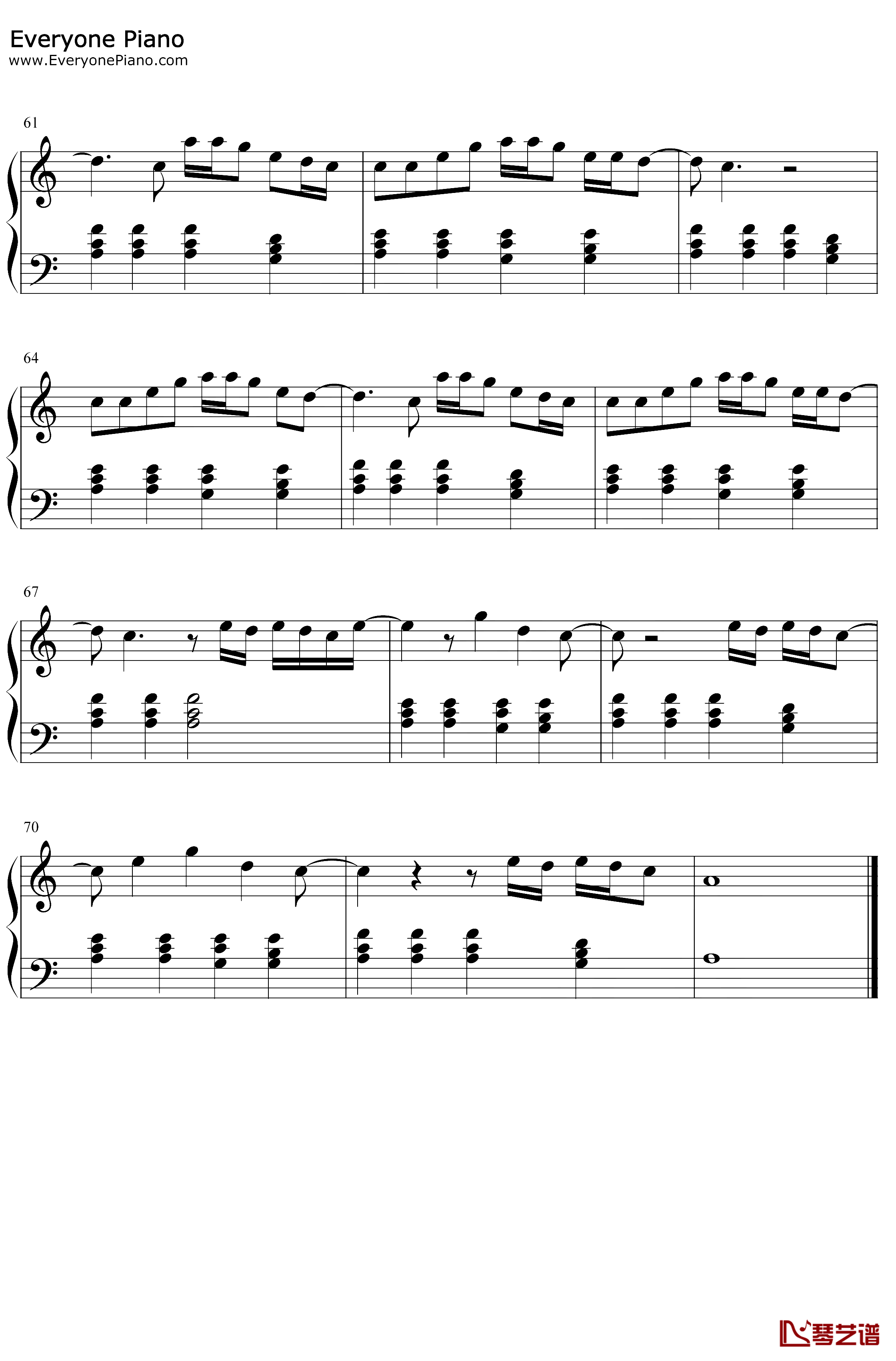 BeHappy钢琴谱-DixieD'Amelio5