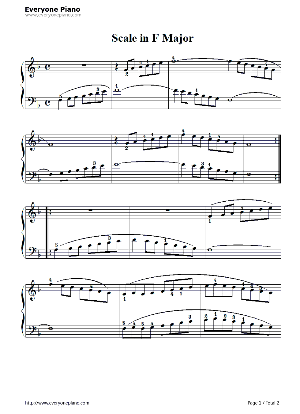 F调练习曲钢琴谱-拜厄1