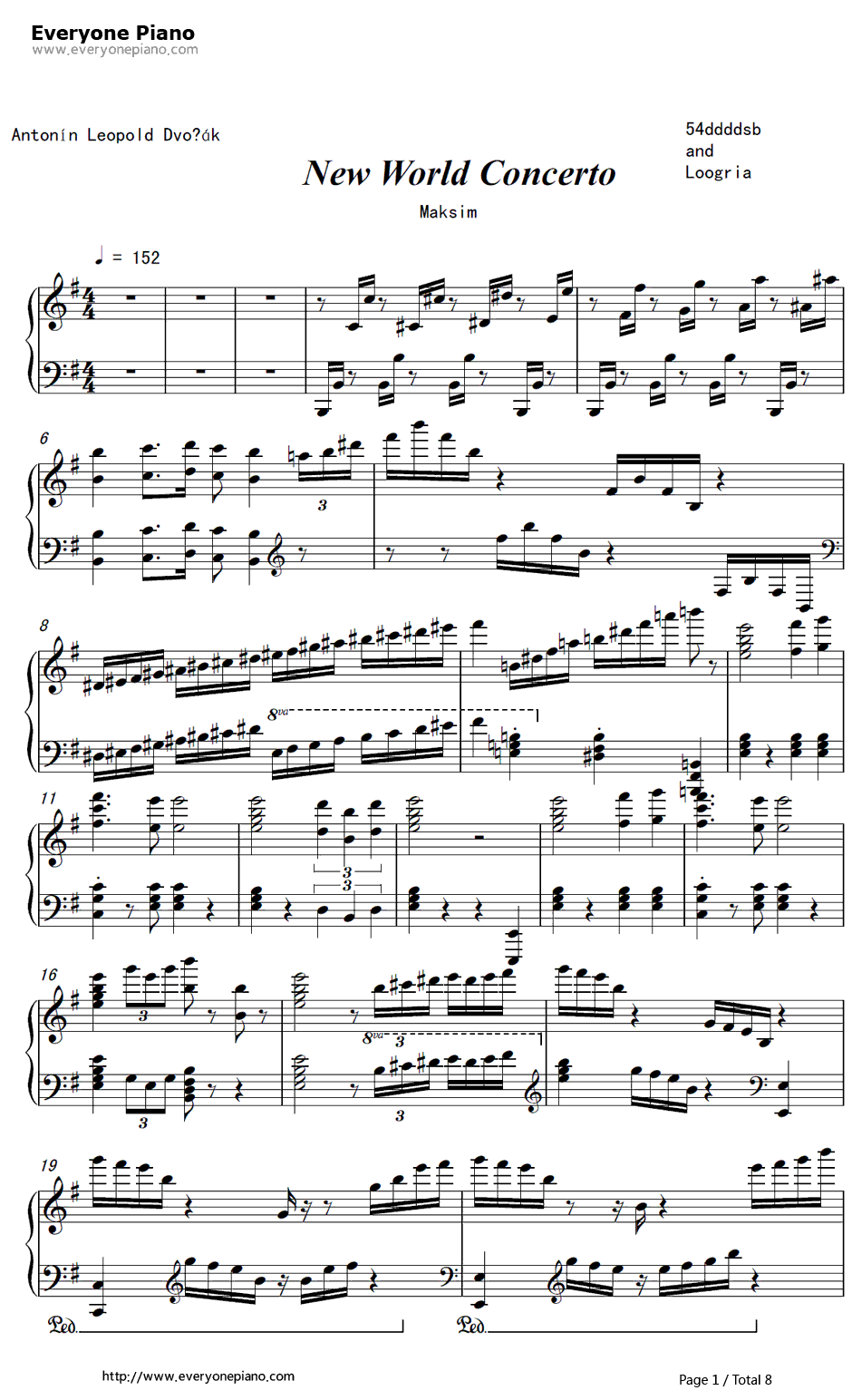 New World Concerto钢琴谱-马克西姆-新世界钢琴协奏曲1
