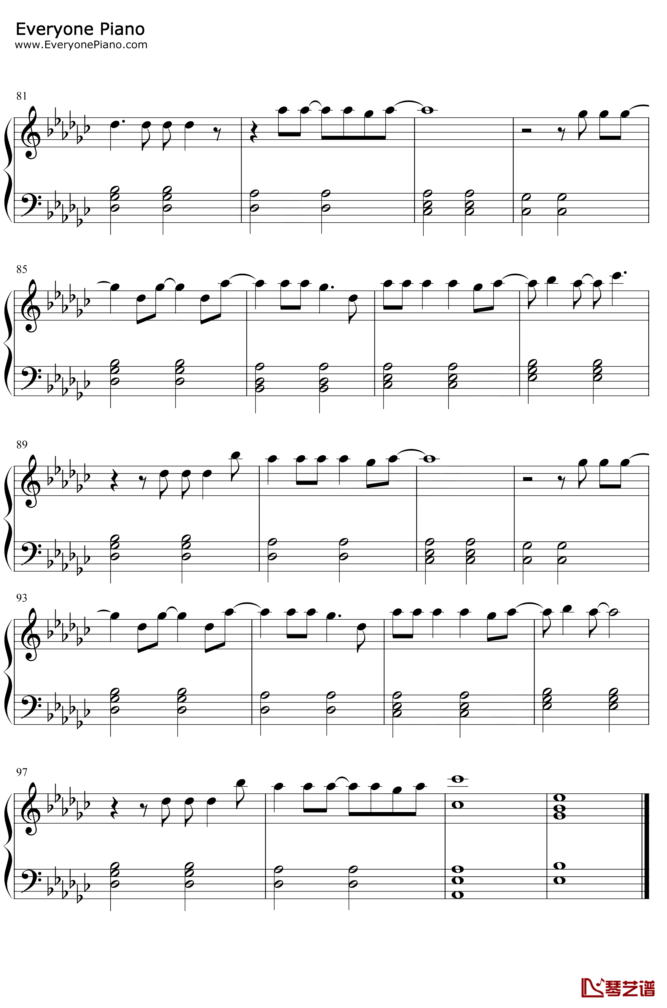 Believe钢琴谱-Adam Lambert5