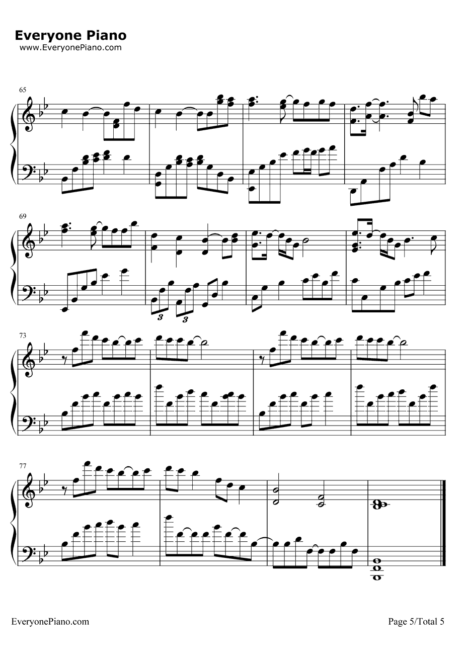 我愿意钢琴谱-王菲-完整版5