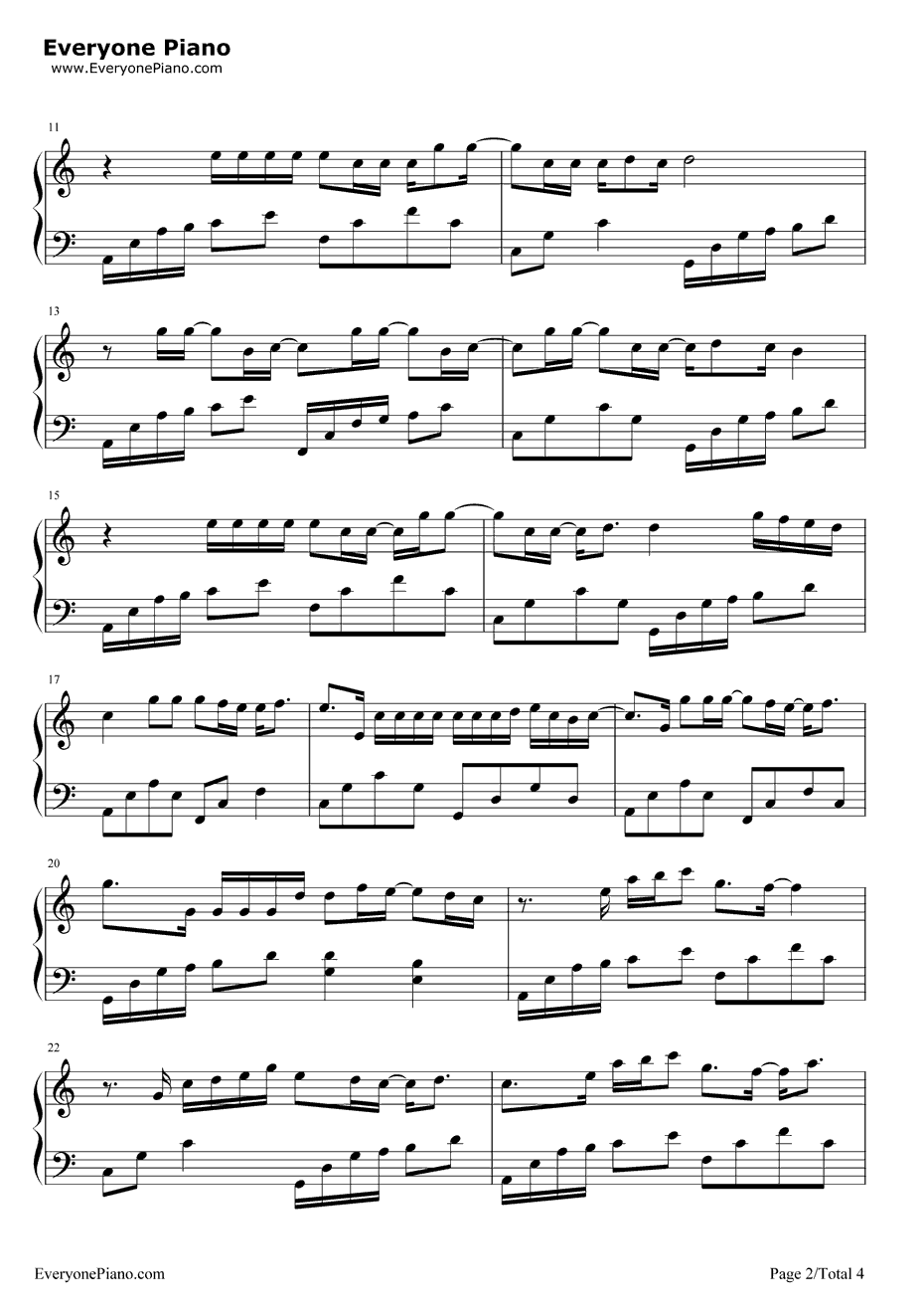 你最近还好吗简单版钢琴谱-S.H.E2
