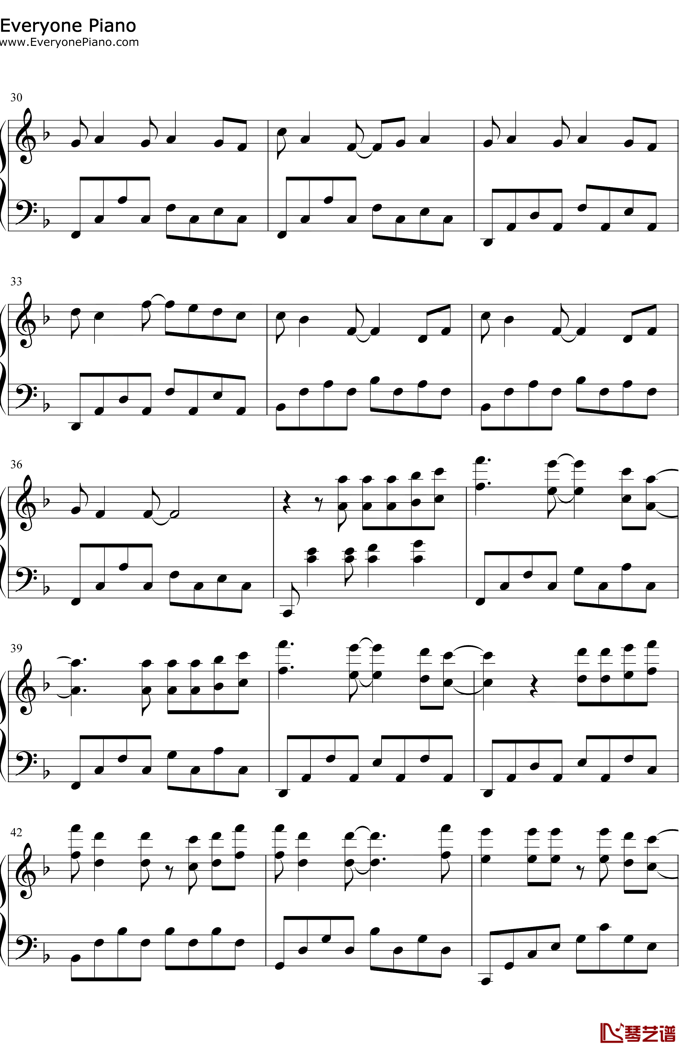 星空钢琴谱-五月天-电影星空主题曲3