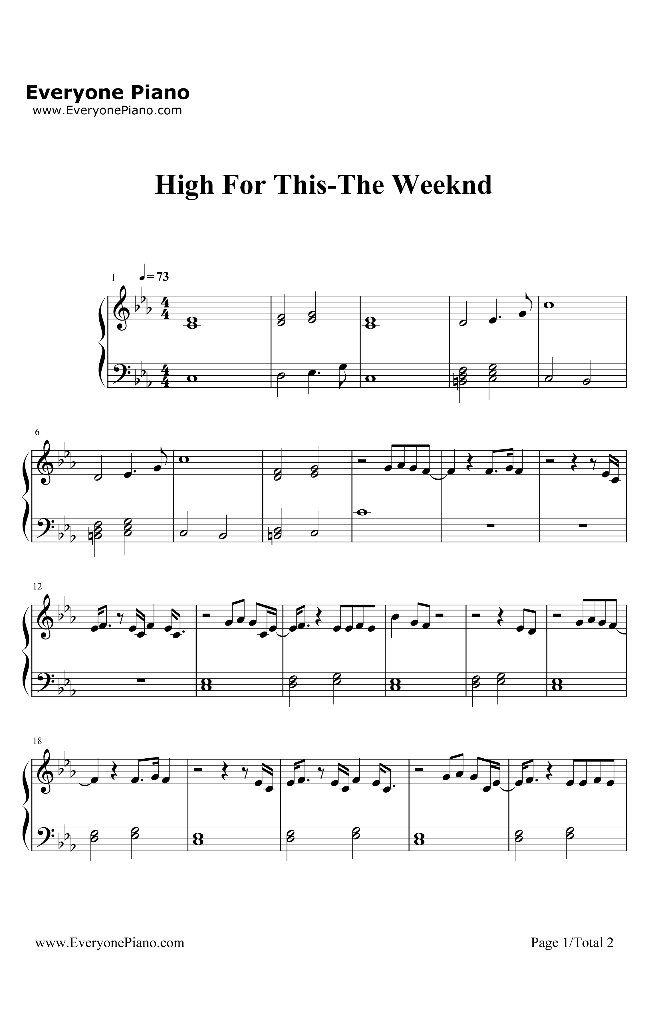 HighForThis钢琴谱-TheWeeknd1