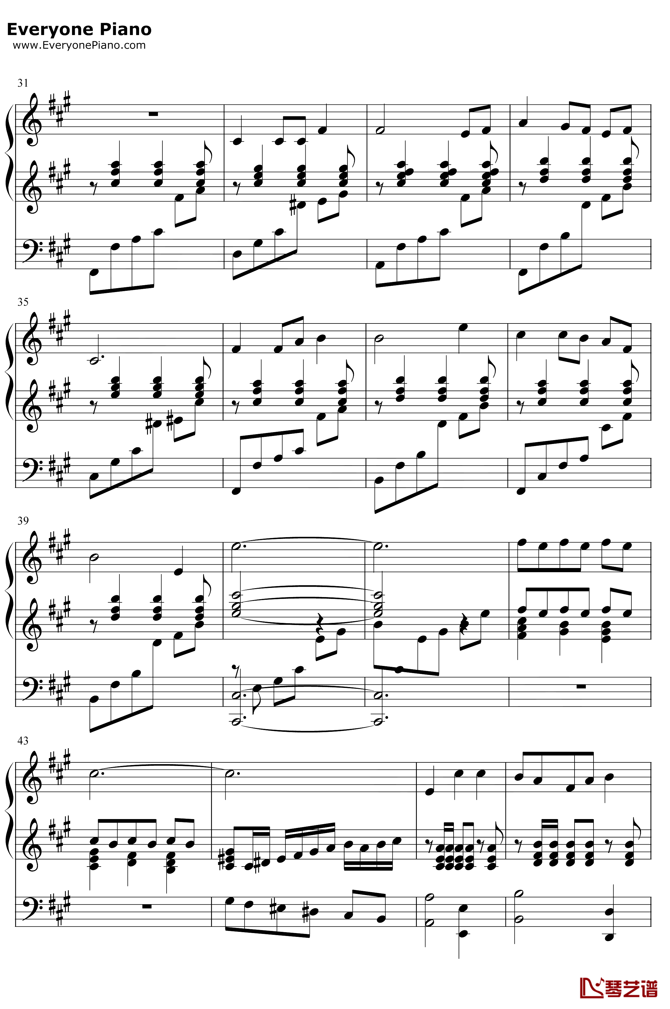 我爱祖国的蓝天钢琴谱-毛阿敏-中国机长主题曲3