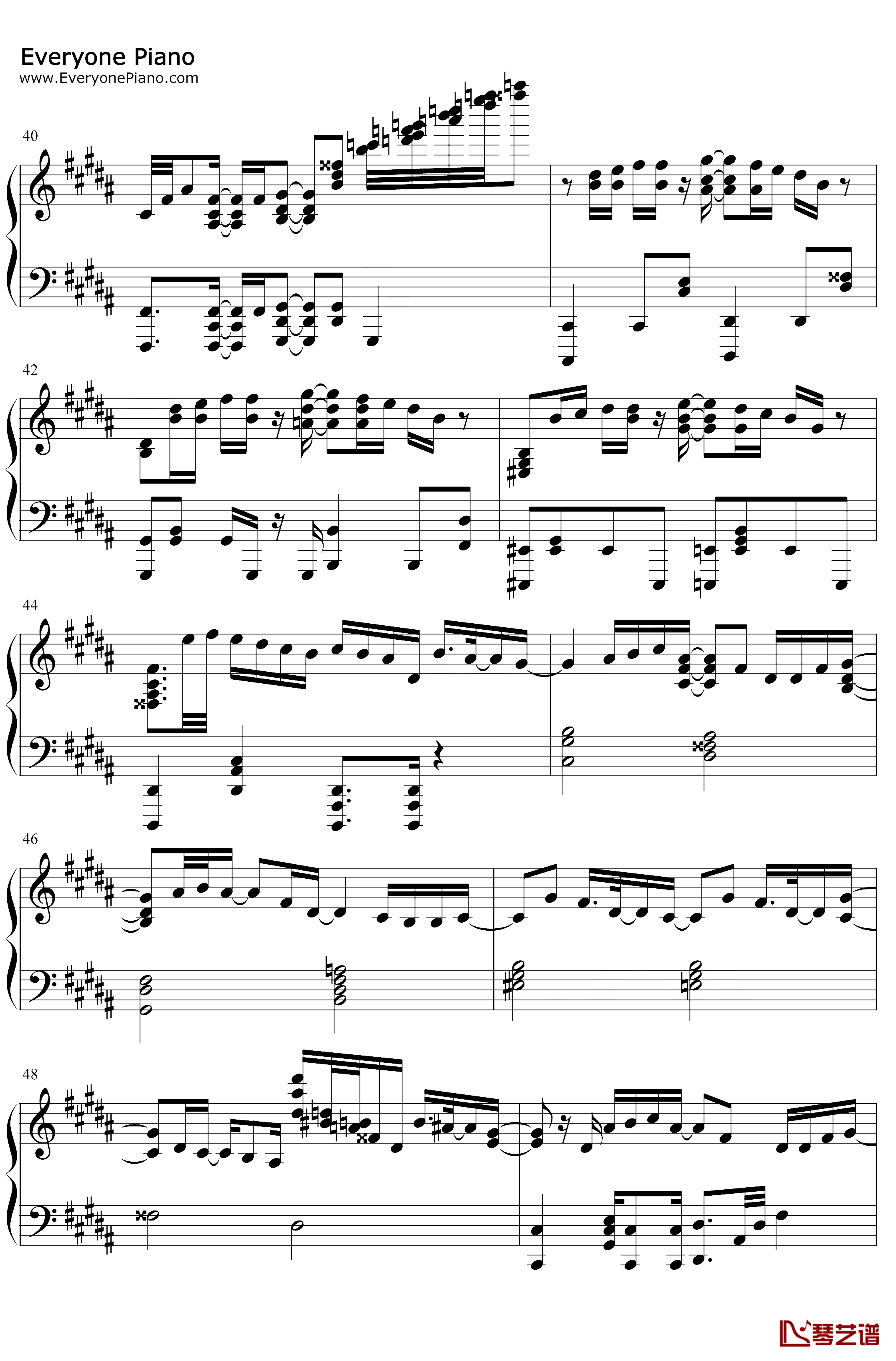感電钢琴谱-米津玄师-感电-MIU404主题曲5