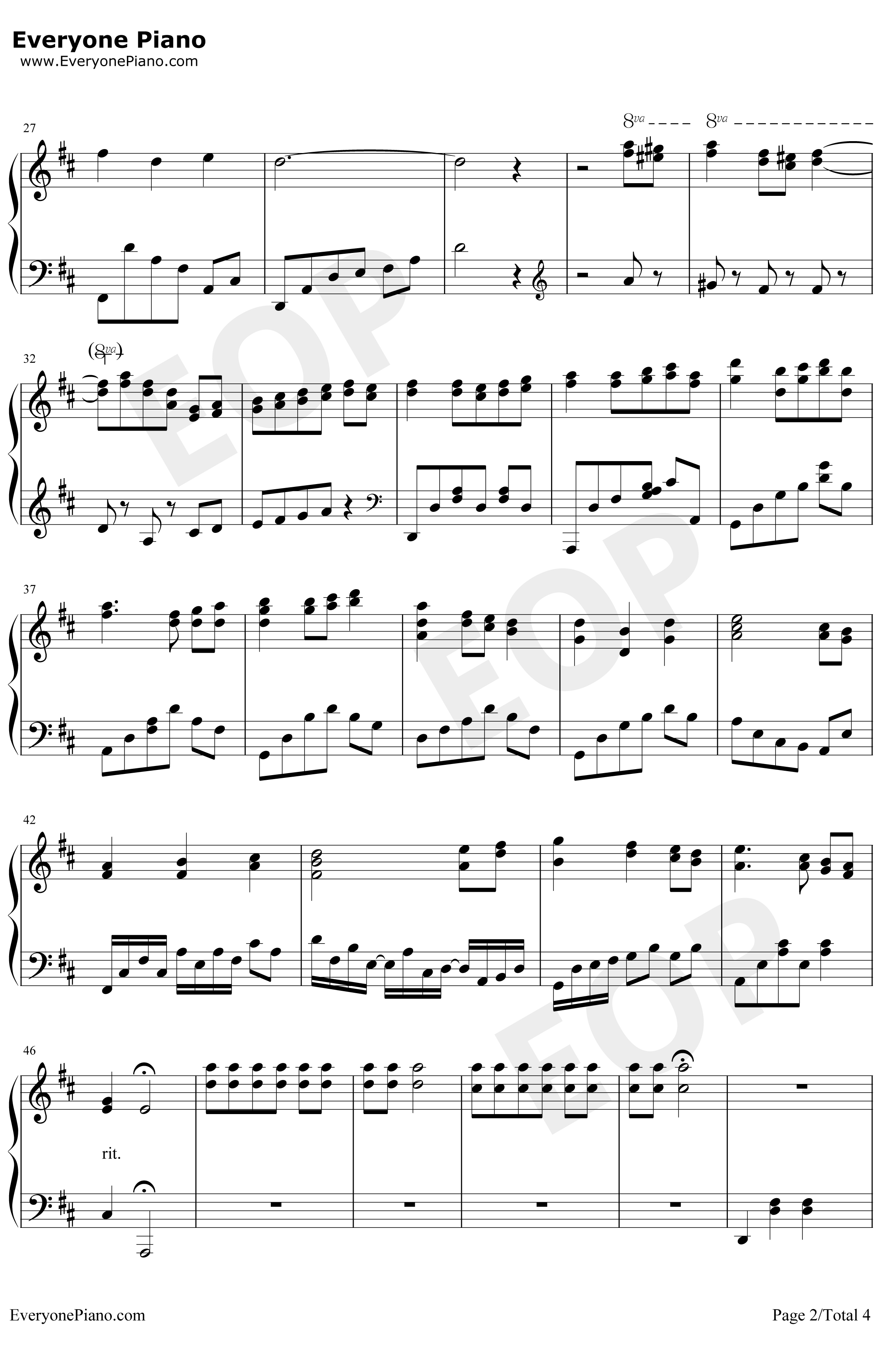 生日快乐钢琴谱-帕蒂·史密斯·希尔米尔德里德·J.希尔-D大调变奏2