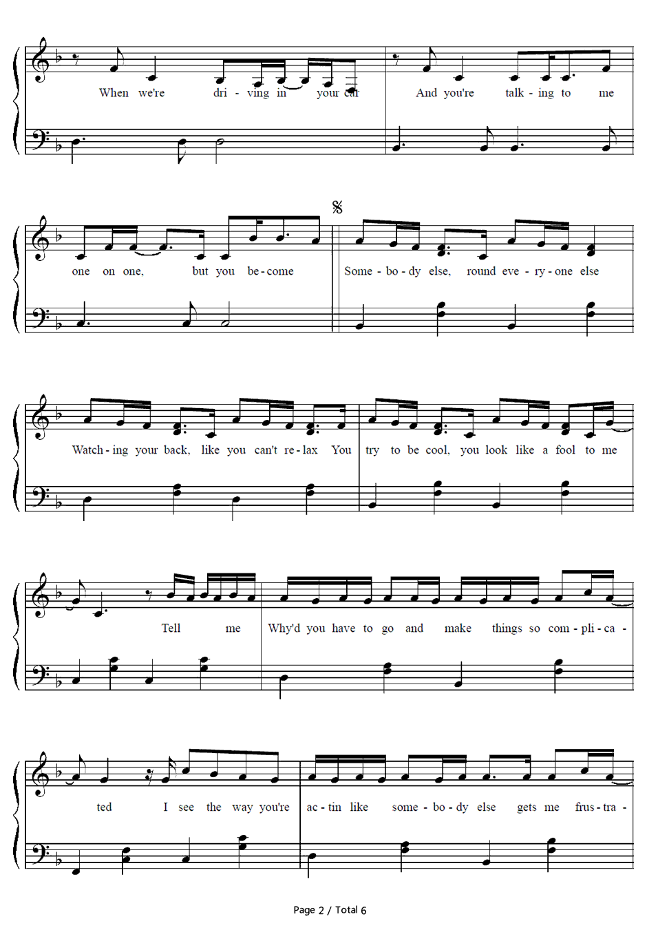Complicated钢琴谱-Avril Lavigne2