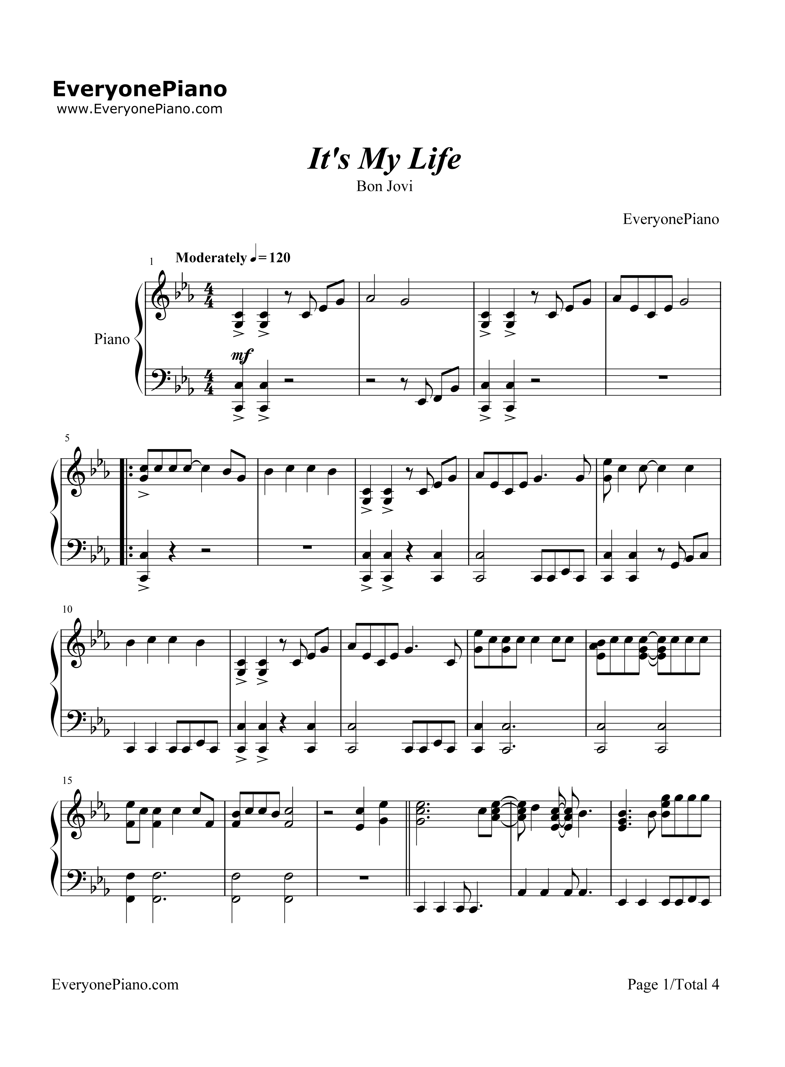 It's My Life钢琴谱-Bonjovi1