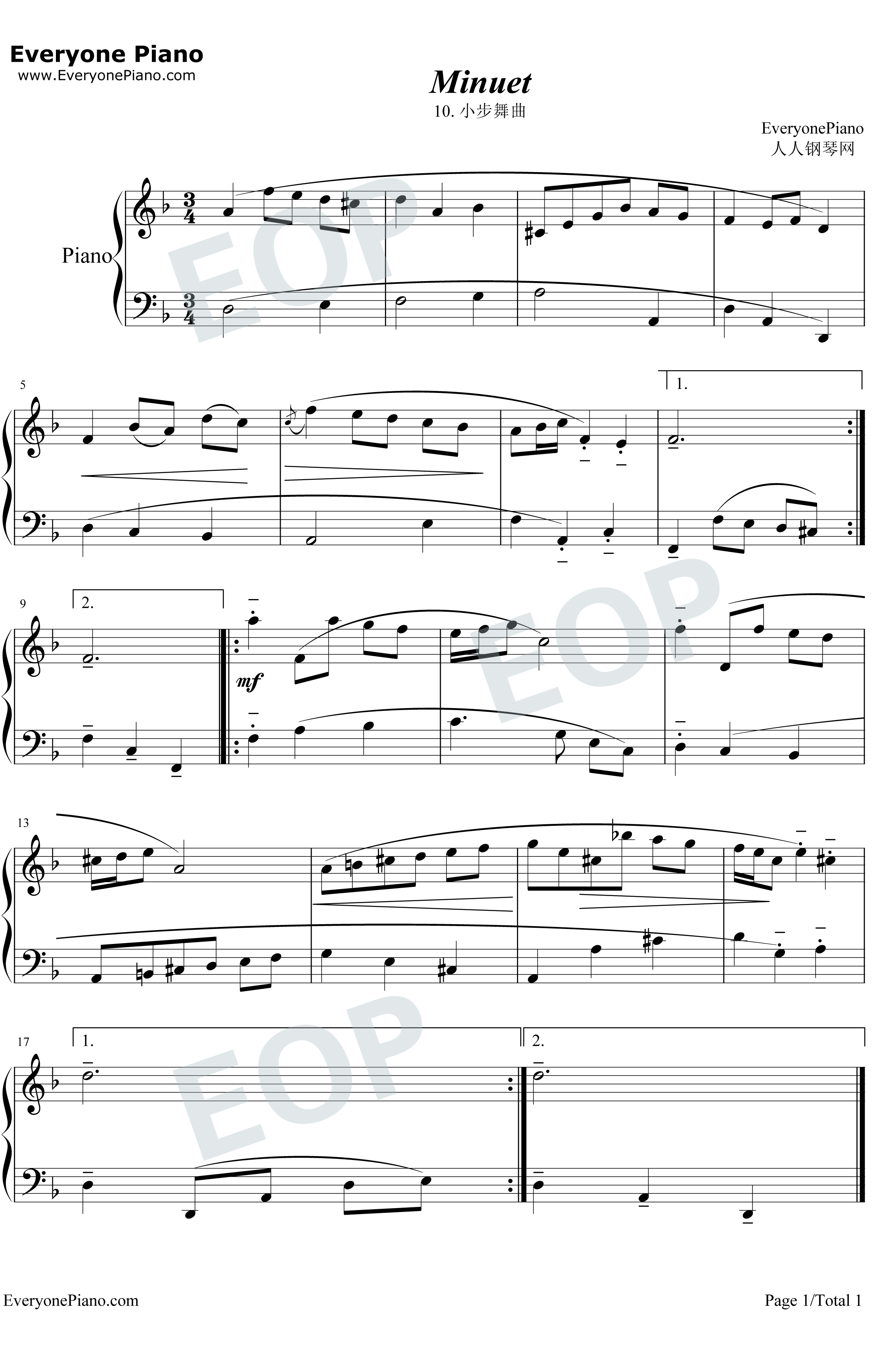 小步舞曲10钢琴谱-巴赫1
