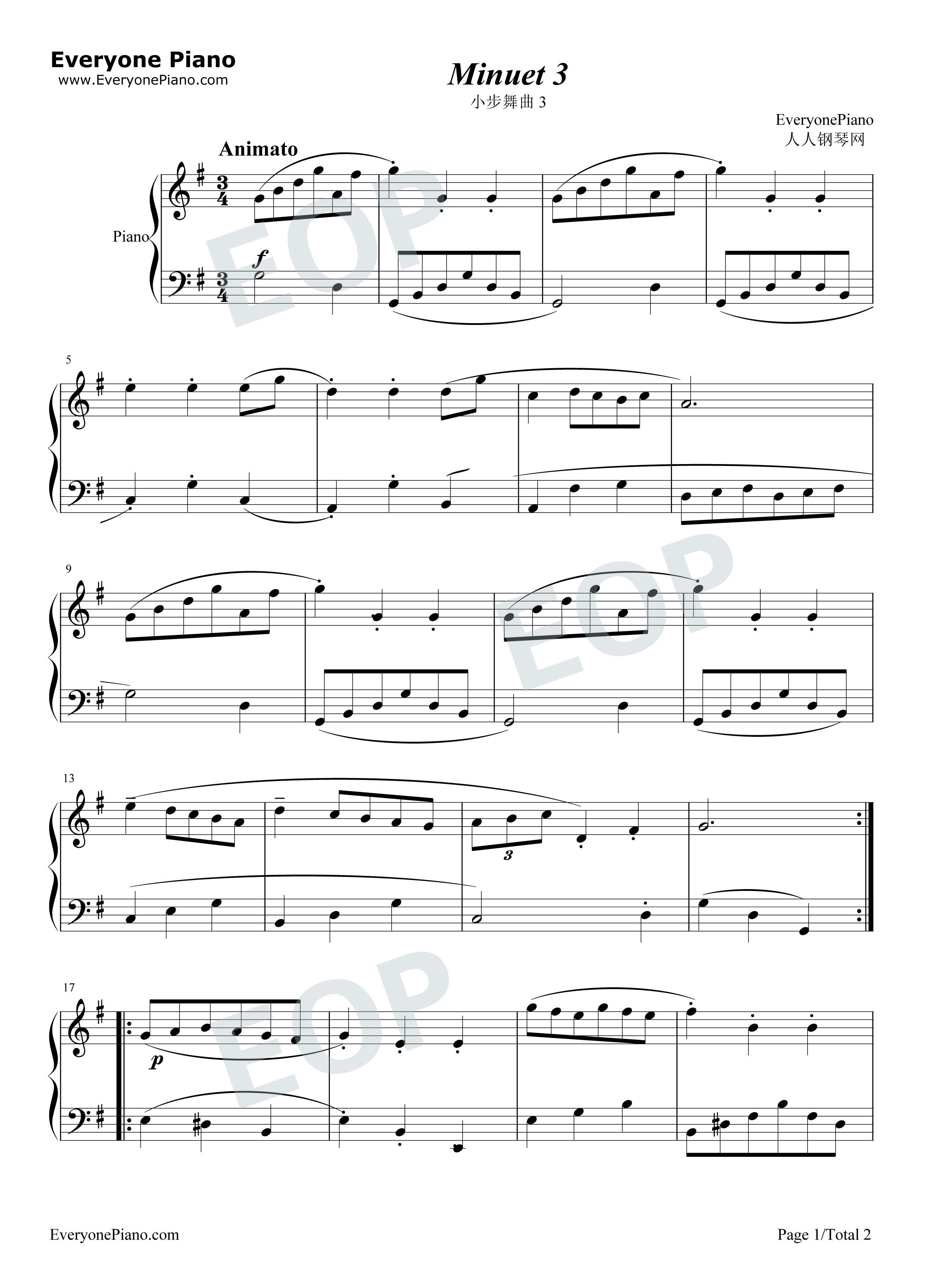 小步舞曲3钢琴谱-巴赫1