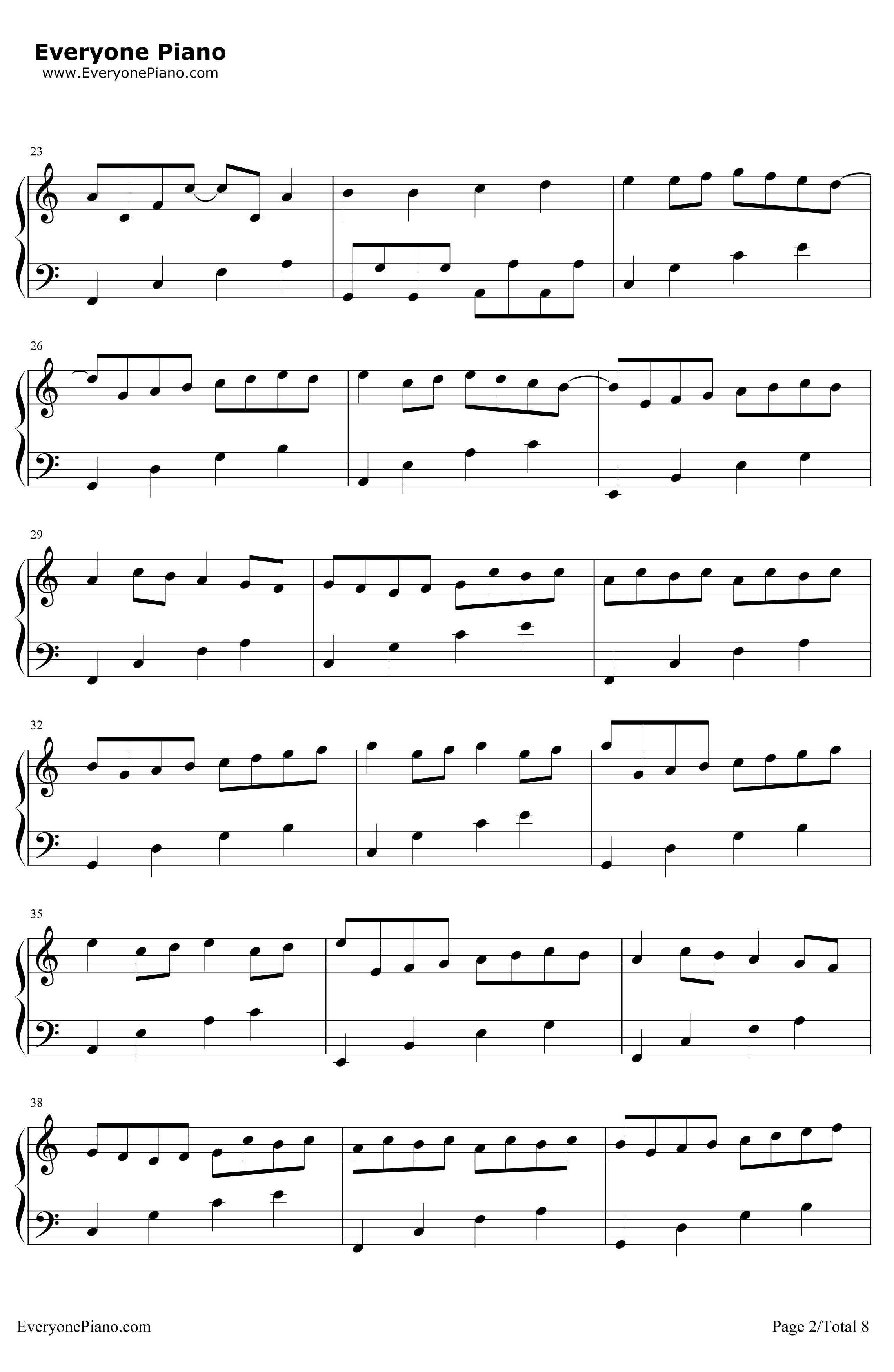 卡农C大调最简版钢琴谱-帕赫贝尔2
