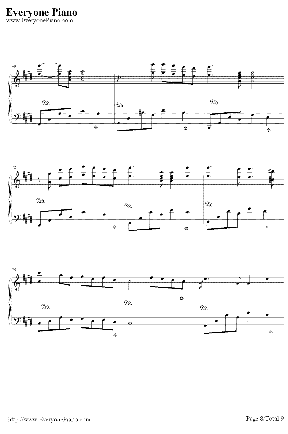 利鲁之歌钢琴谱-马克西姆8