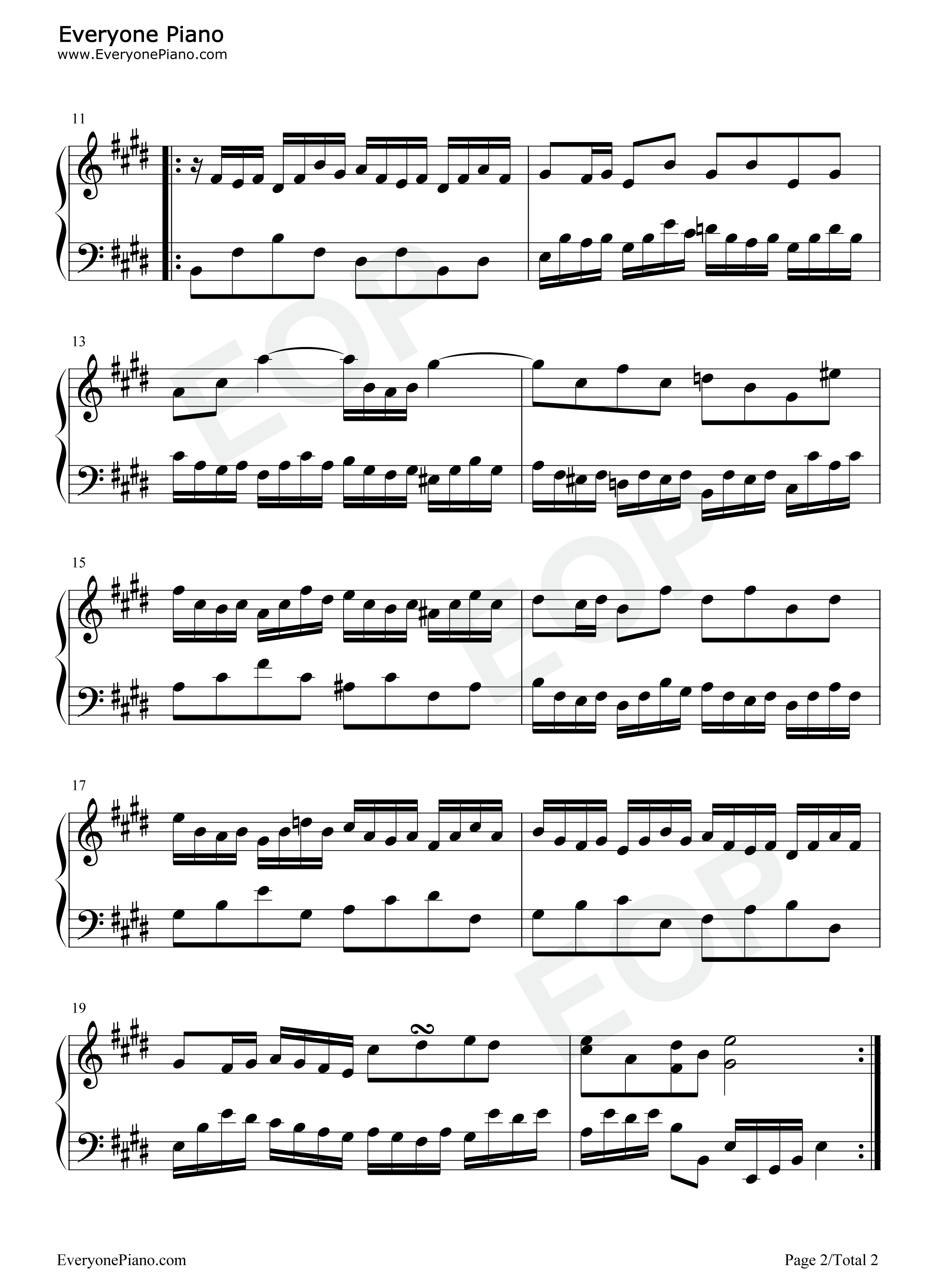 E大调前奏曲钢琴谱-巴赫2