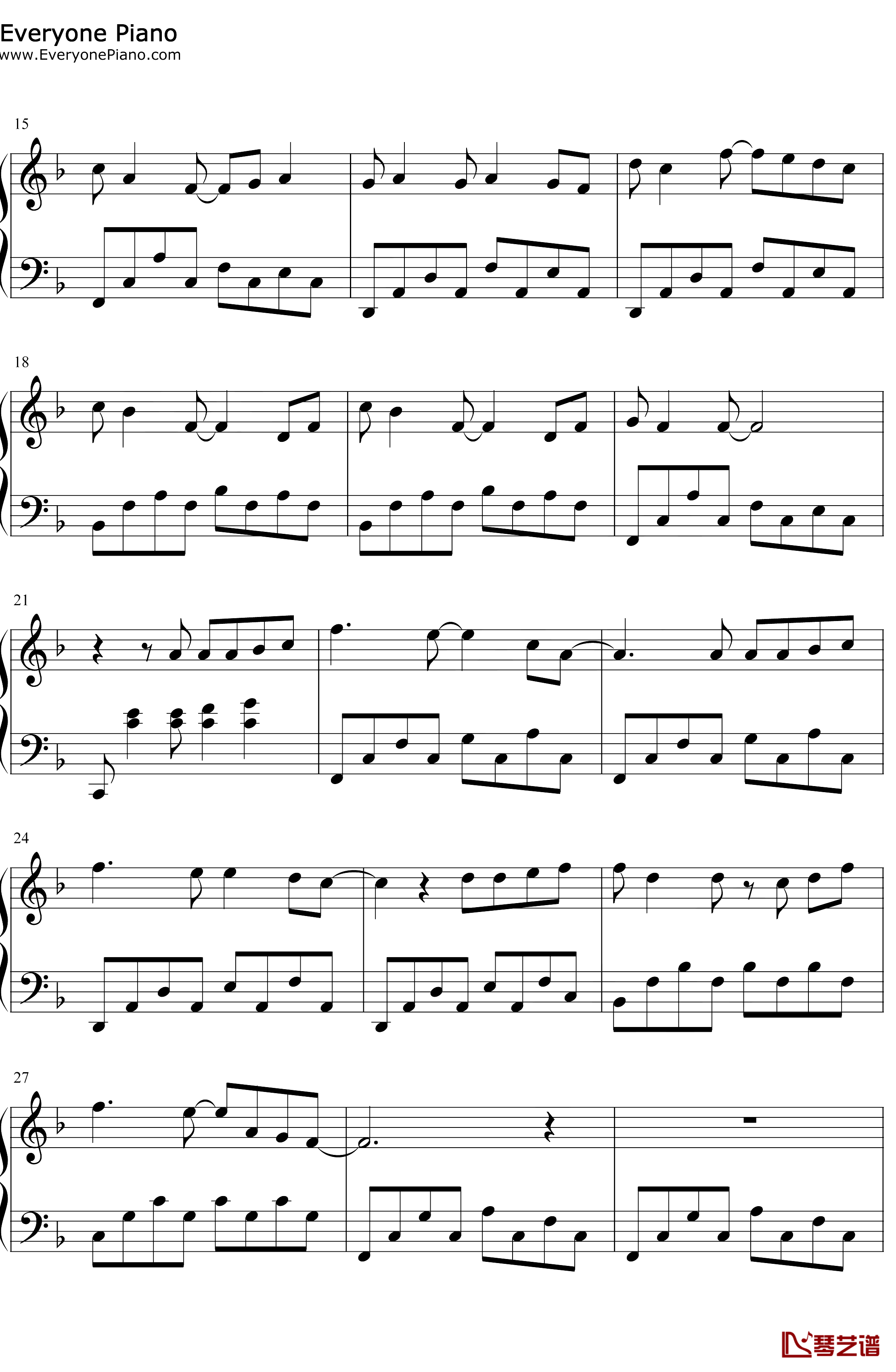 星空钢琴谱-五月天-电影星空主题曲2