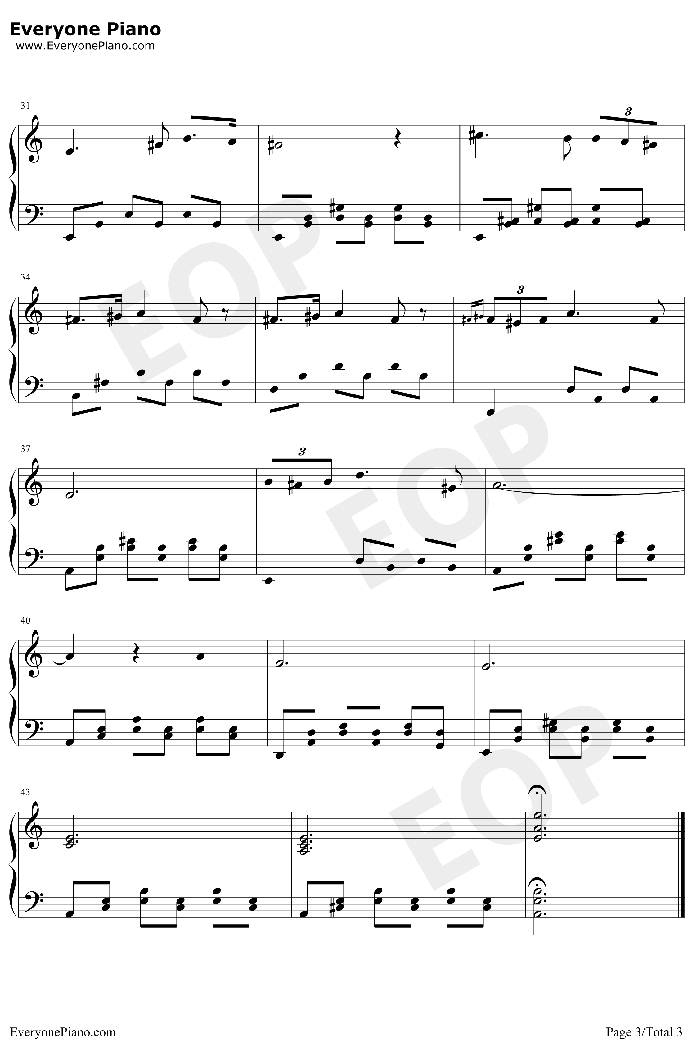 小夜曲钢琴谱-舒伯特-舒伯特C调原谱3