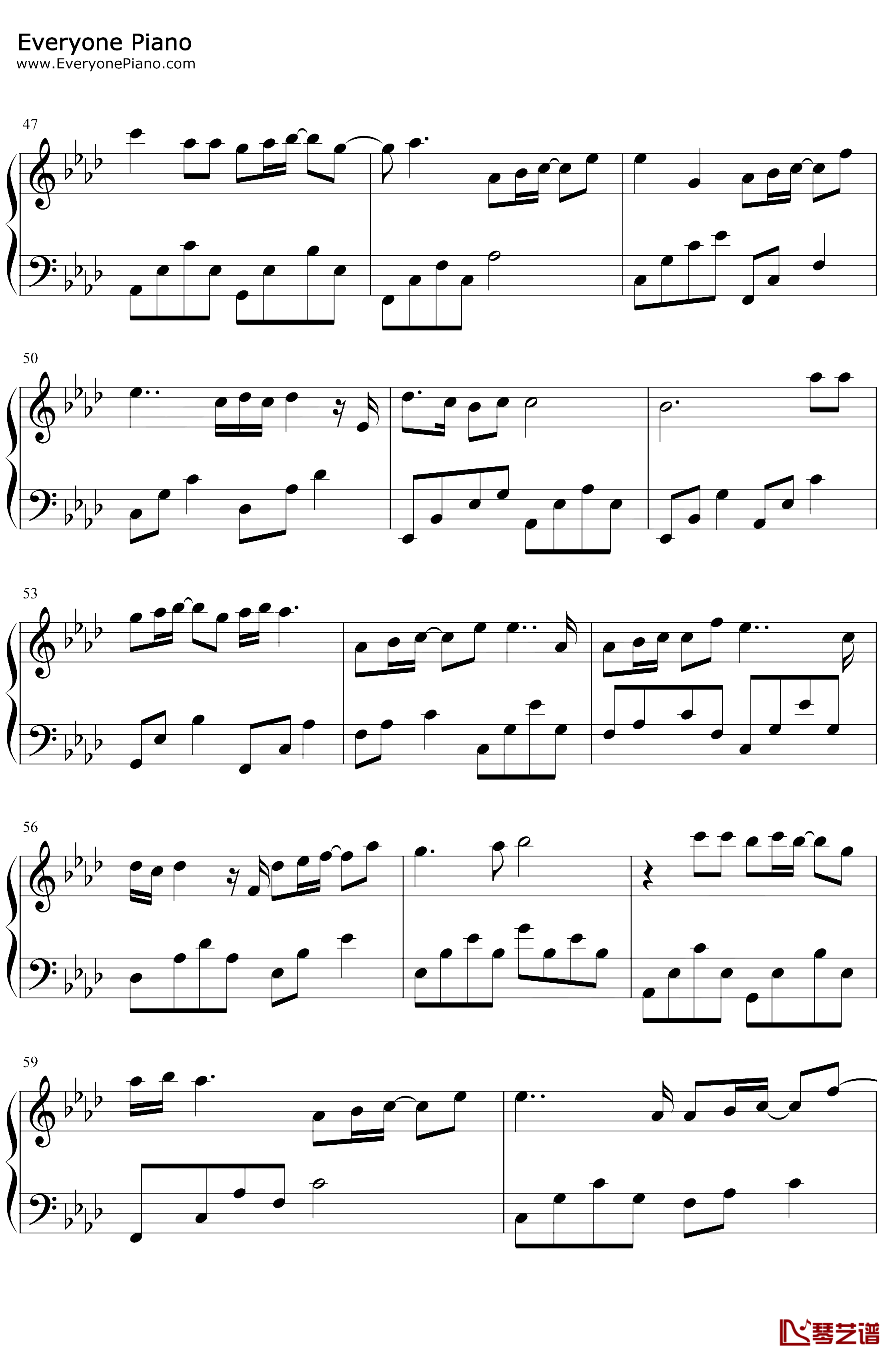 年少的歌钢琴谱-任然-二十不惑片尾曲4
