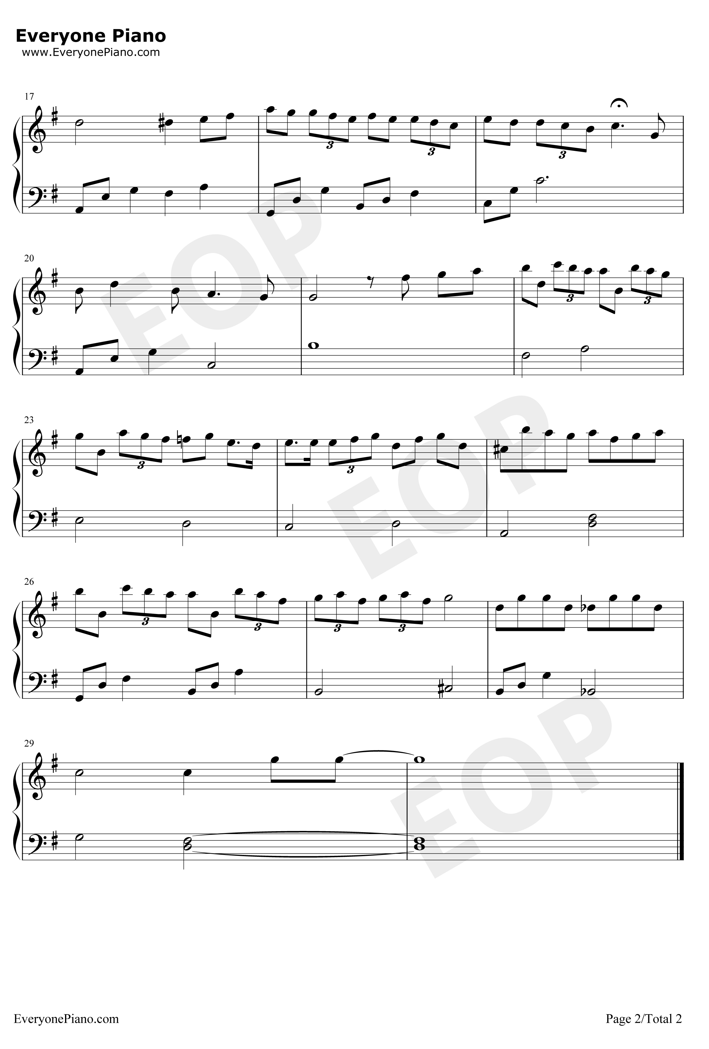 慢慢喜欢你钢琴谱-莫文蔚-超级简单版2