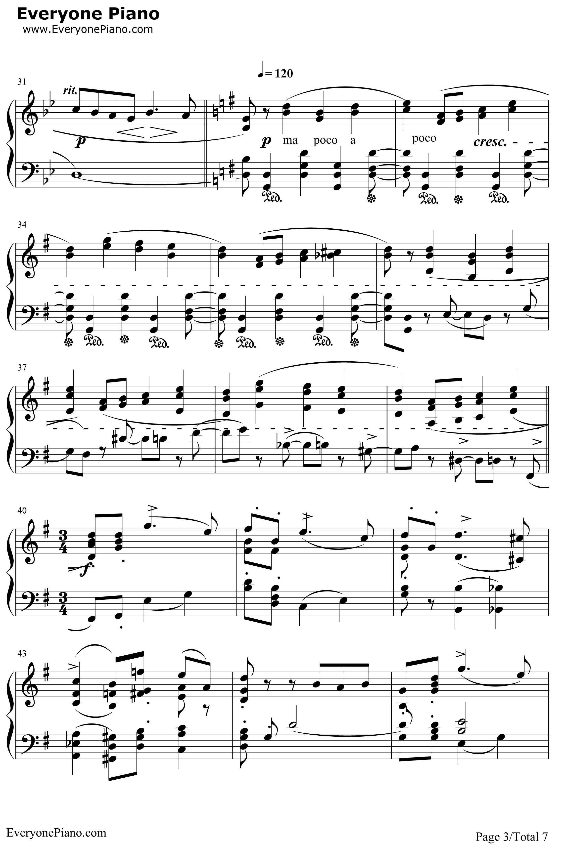 六月船歌钢琴谱-柴可夫斯基Tchaikovsky3