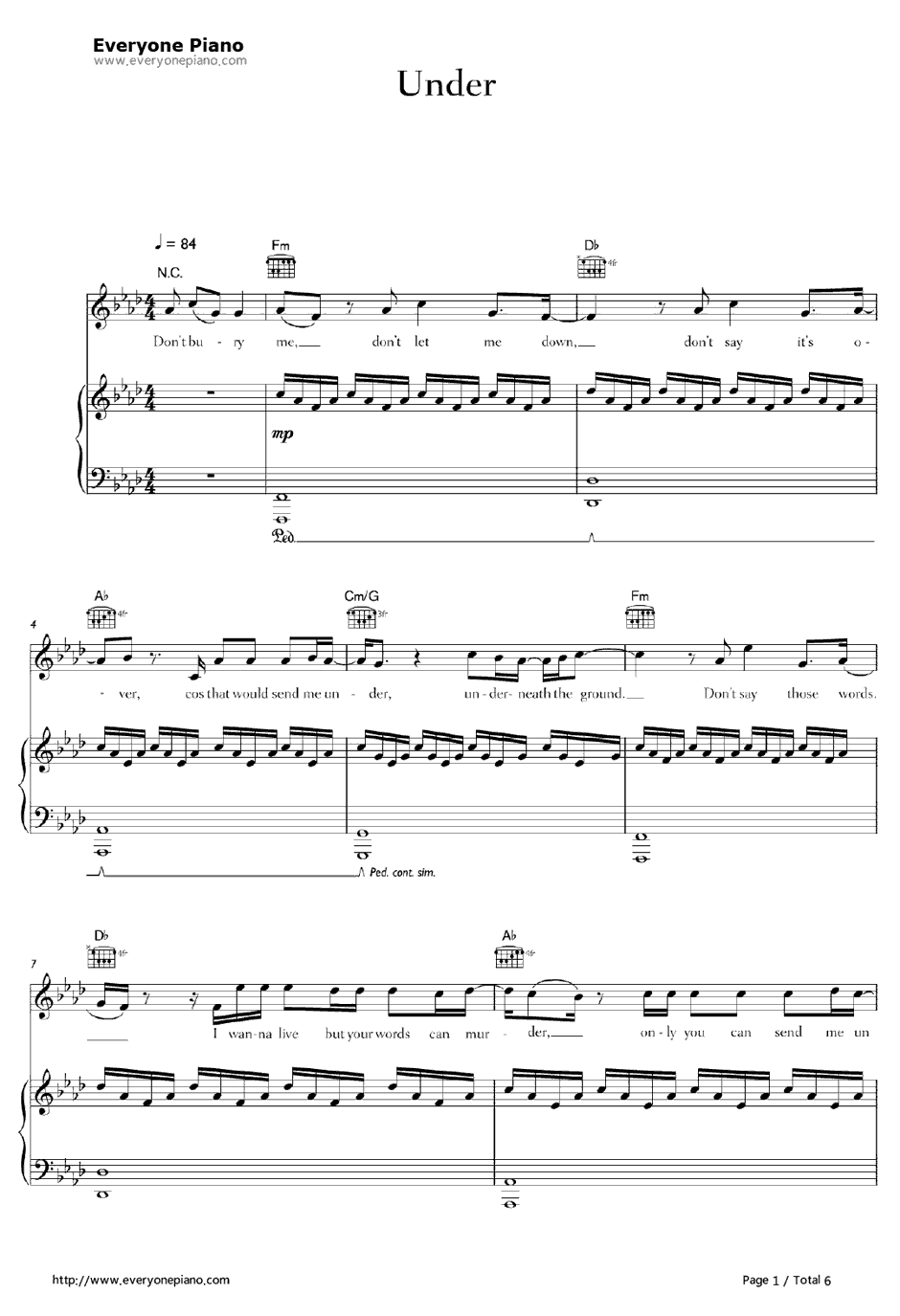 Under钢琴谱-AlexHepburn1
