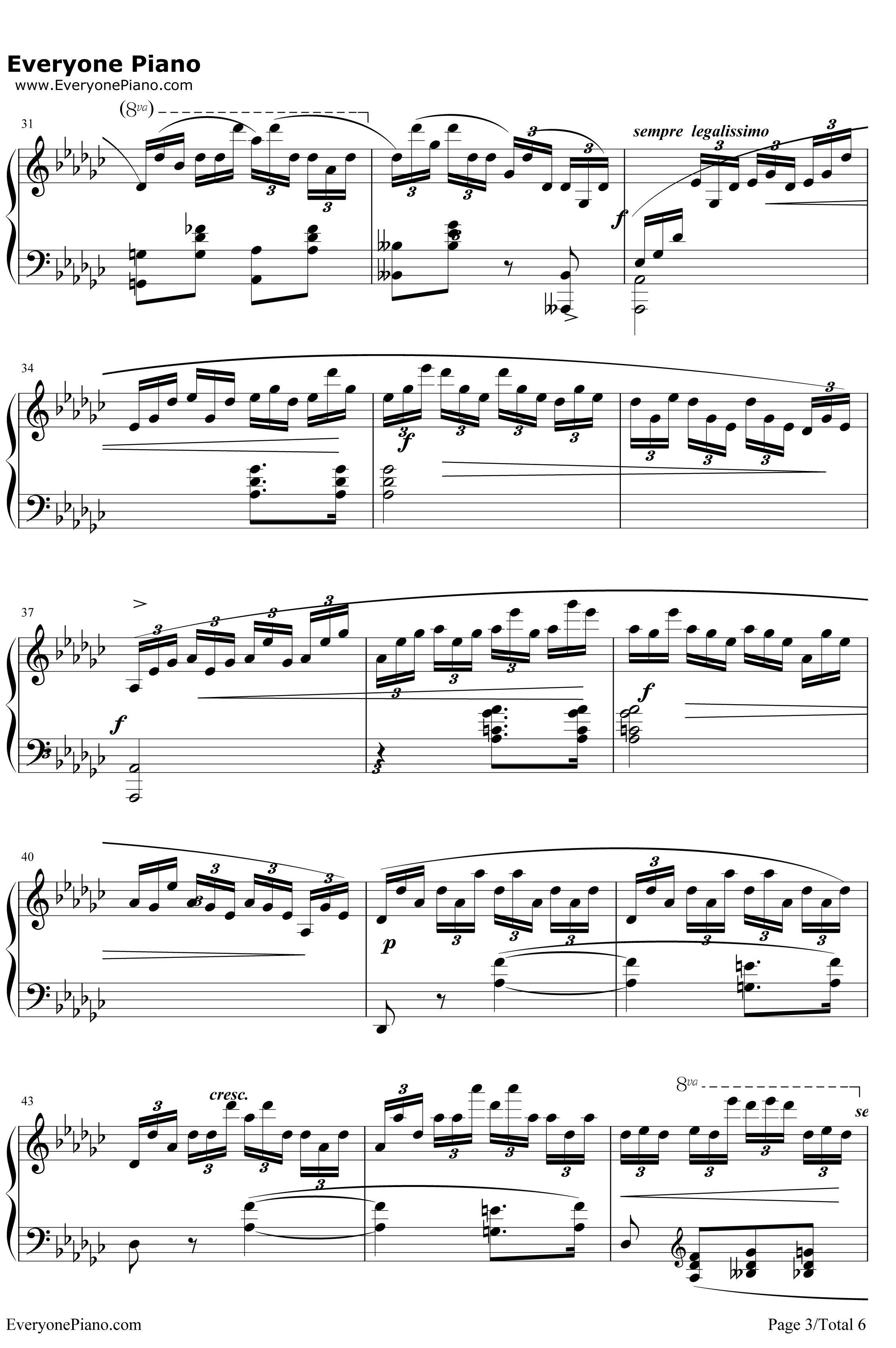 黑键练习曲钢琴谱-肖邦-肖邦练习曲OP10NO53