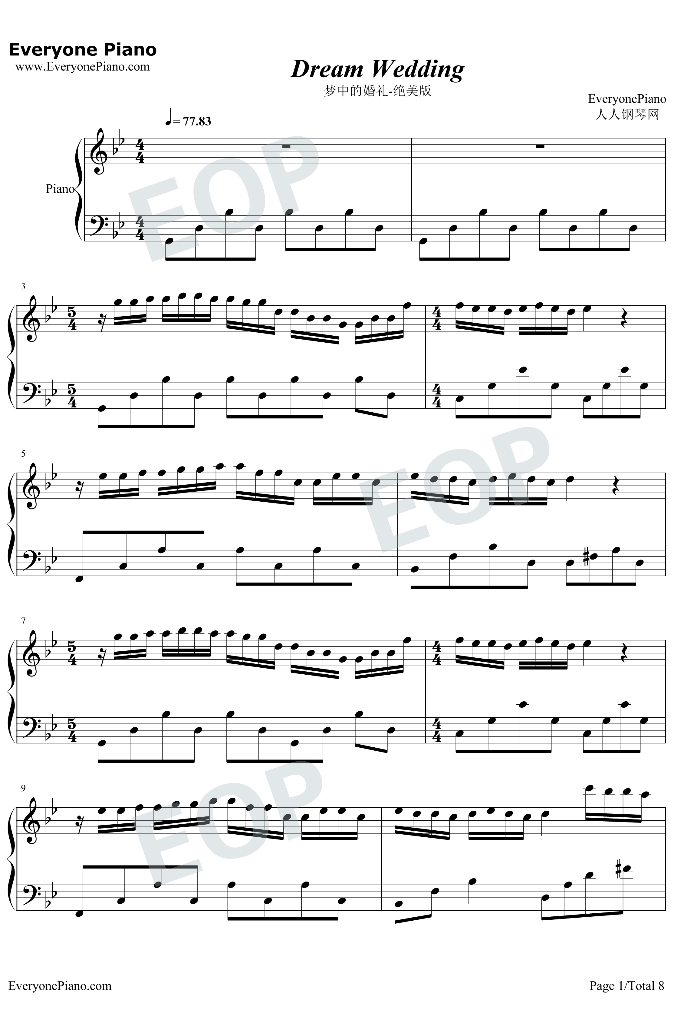 梦中的婚礼绝美版钢琴谱-理查德·克莱德曼-如此华丽的乐曲却也只是一场梦1