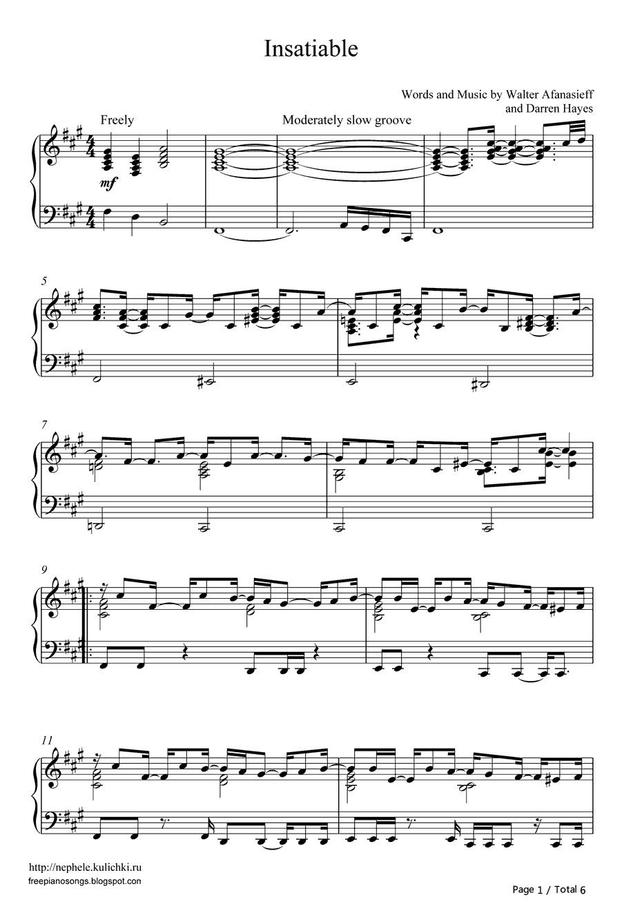 Insatiable钢琴谱-DarrenHayes1