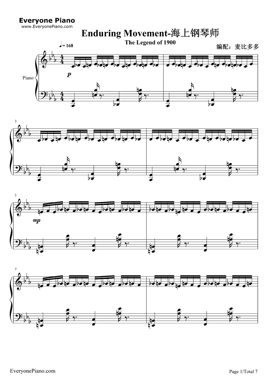 Enduring Movement钢琴谱-Ennio Morricone-海上钢琴师OST1