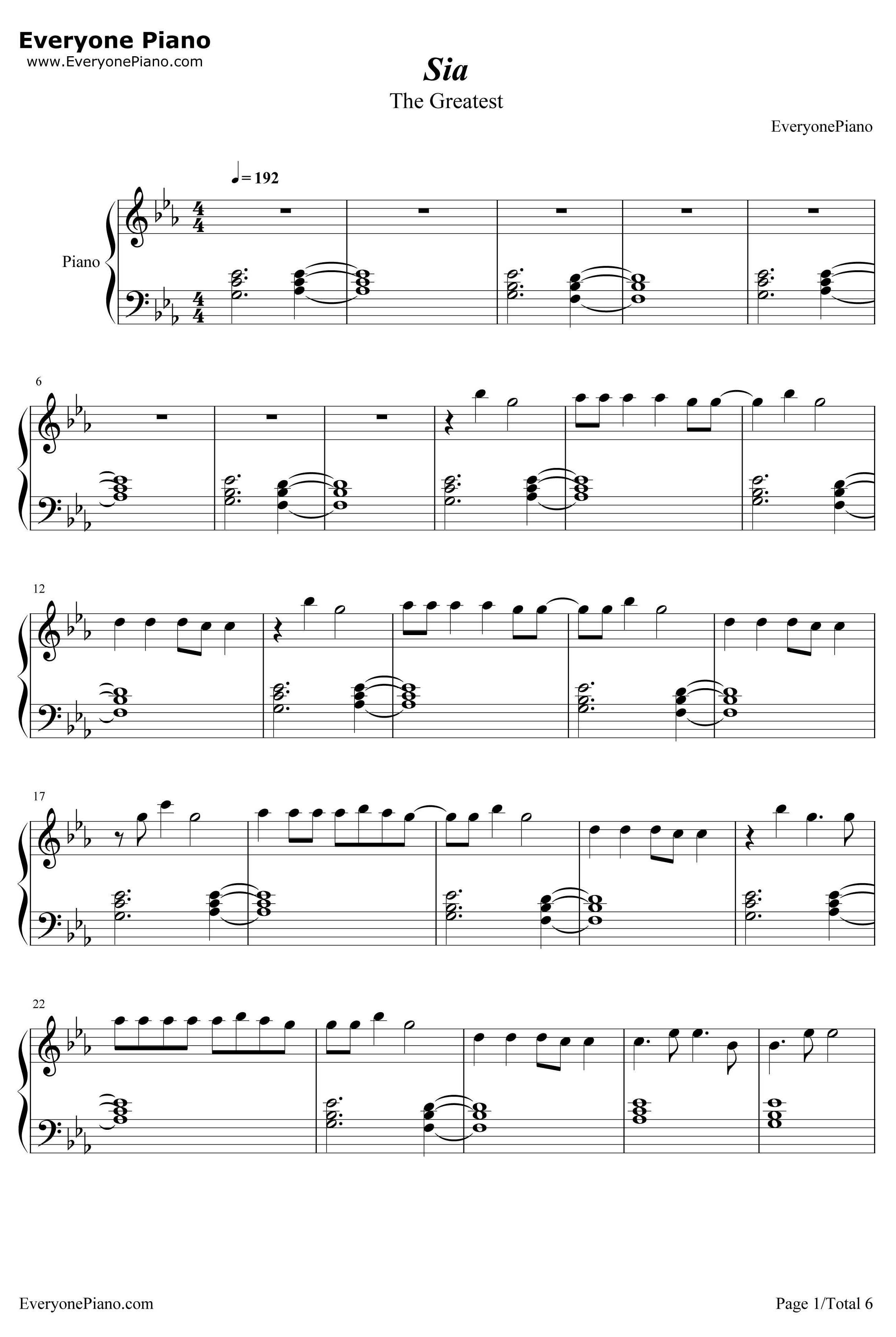 The Greatest钢琴谱-Sia1