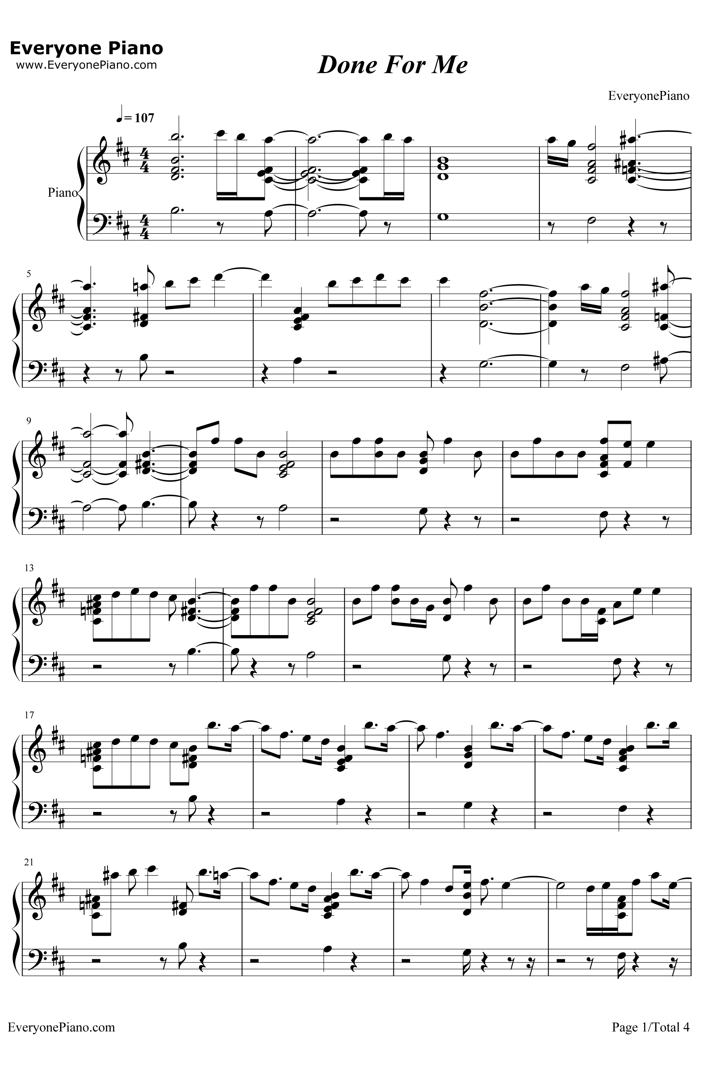 Done For Me钢琴谱-Charlie Puth / Kehlani1