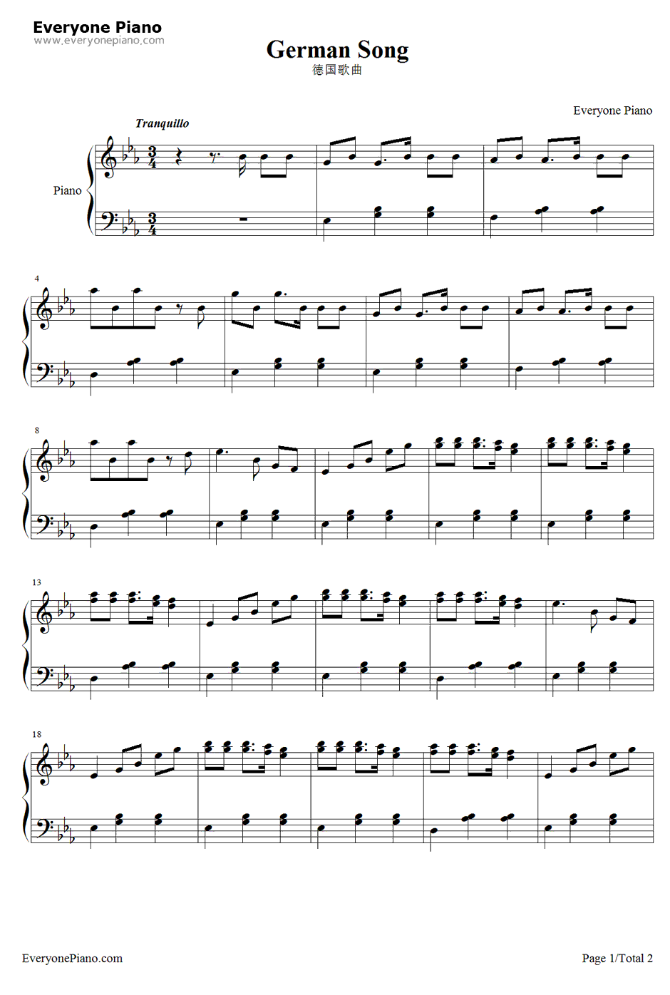 德国歌曲钢琴谱-柴可夫斯基1