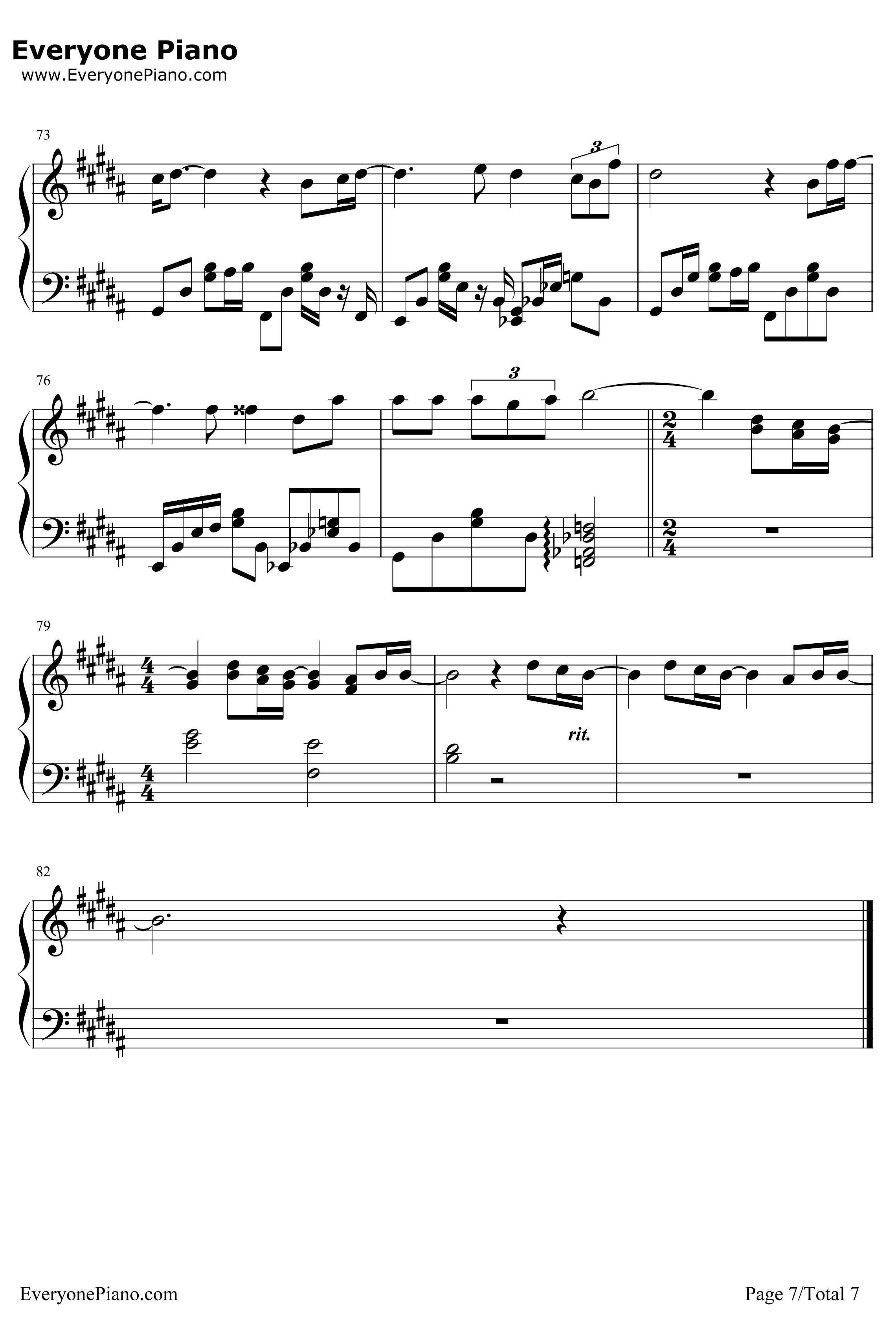 Only Human钢琴谱-K（姜尹成）-一公升眼泪主题曲7