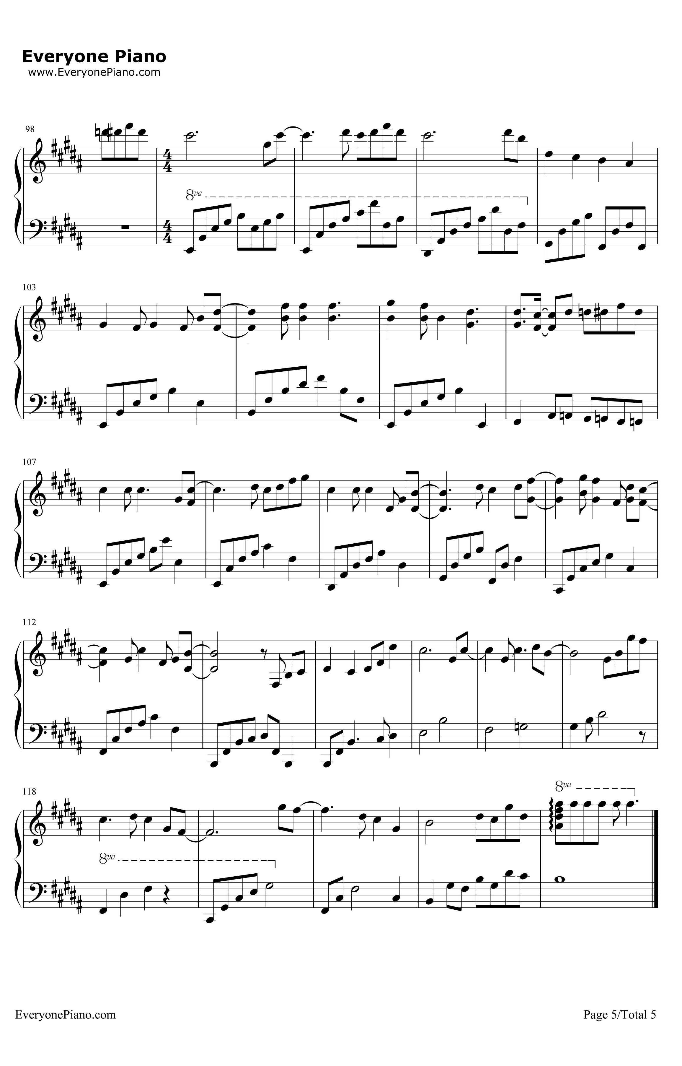 复刻回忆钢琴谱-薛凯琪-完整纯钢版5