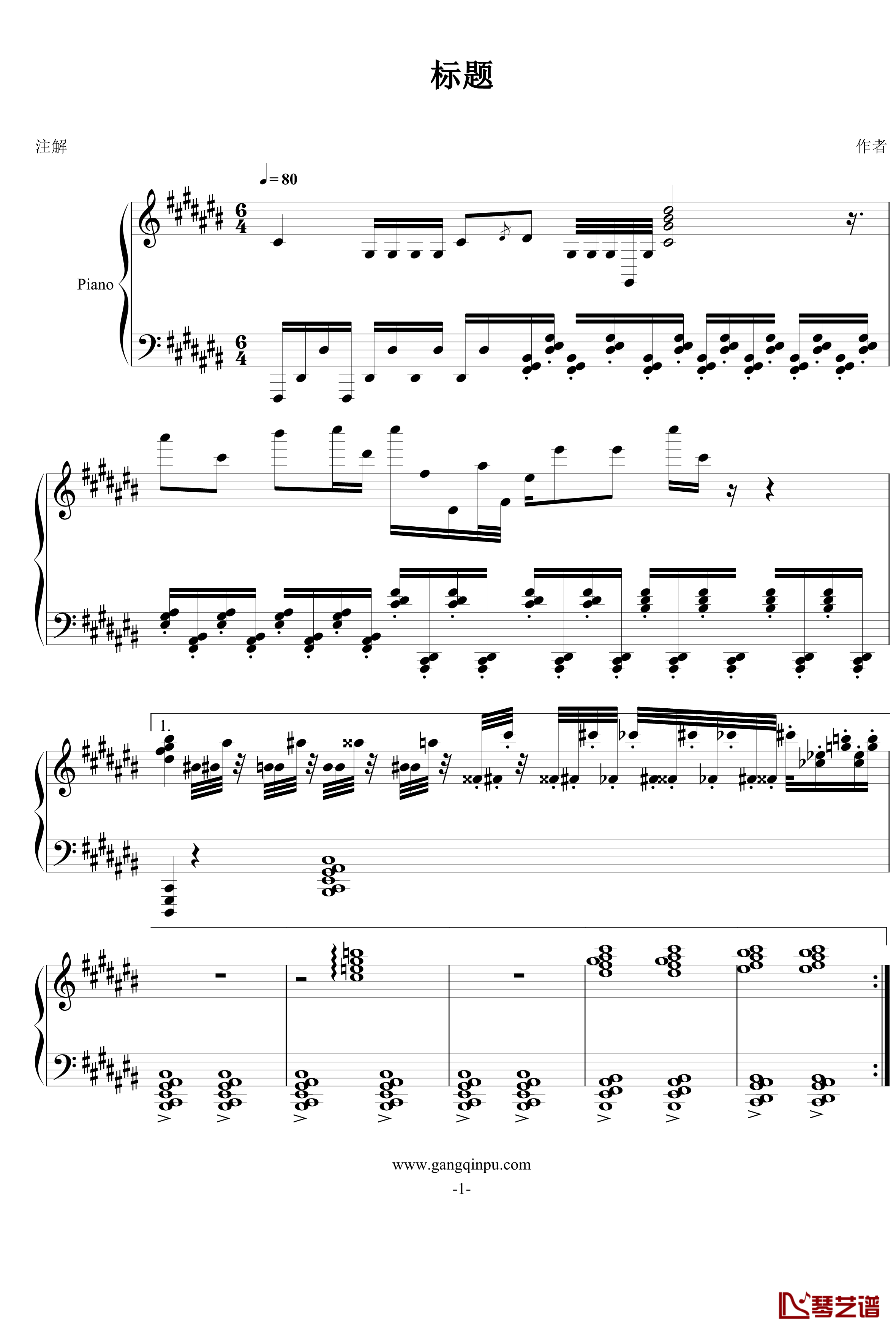 低落的预感钢琴谱-FIRSTONE1